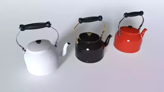 Kettle teapot pack 1 Low-poly 3D model