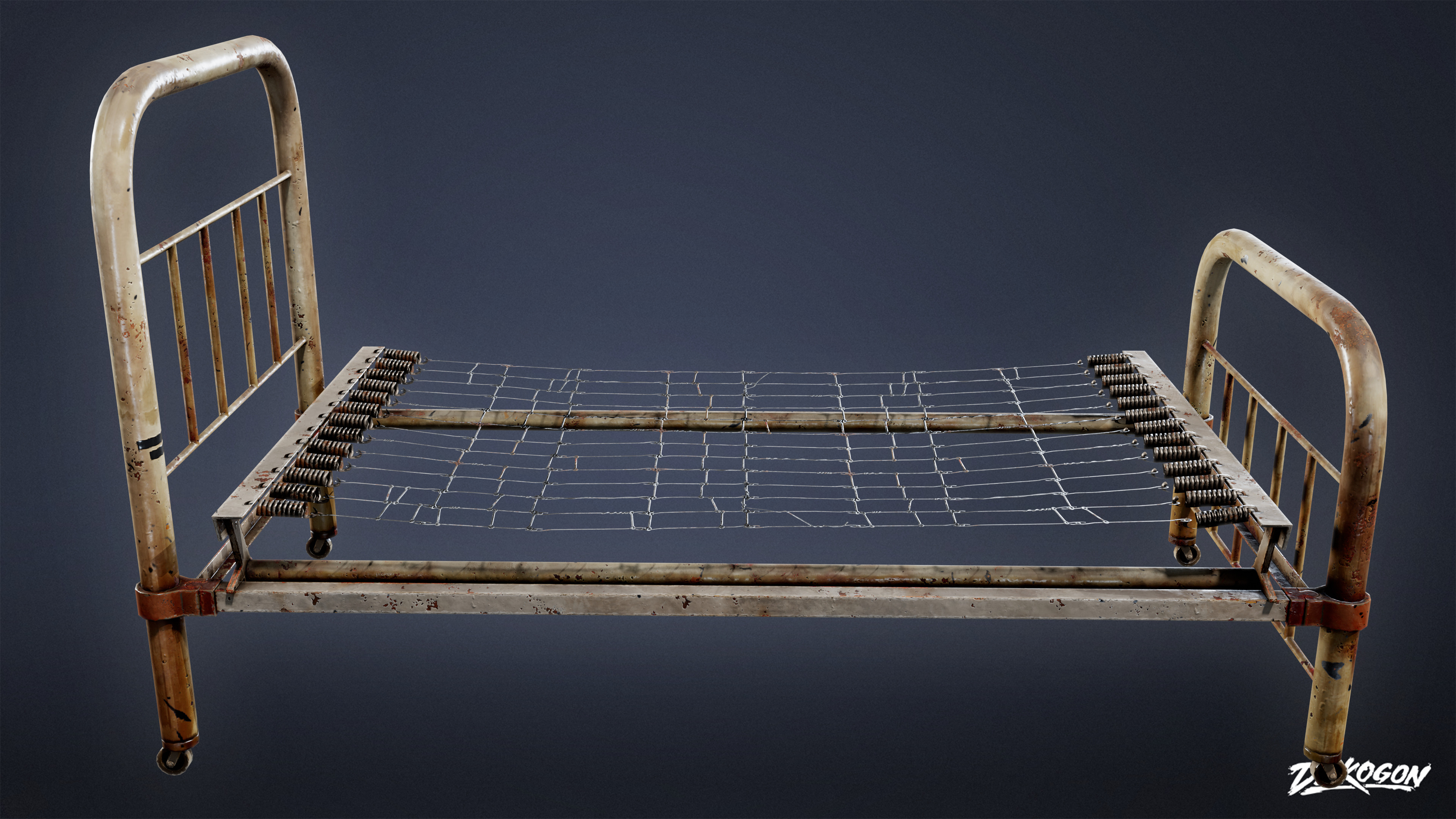 ATTIC - Bed Frame 01 - LOW POLY Low-poly 3D model_1