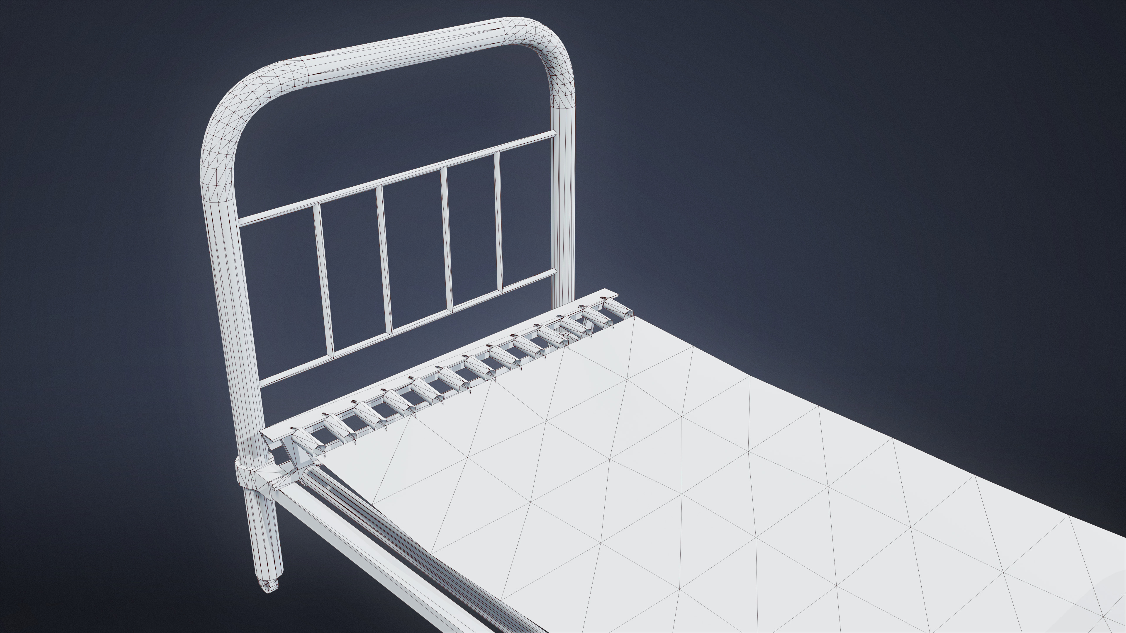 ATTIC - Bed Frame 01 - LOW POLY Low-poly 3D model_7