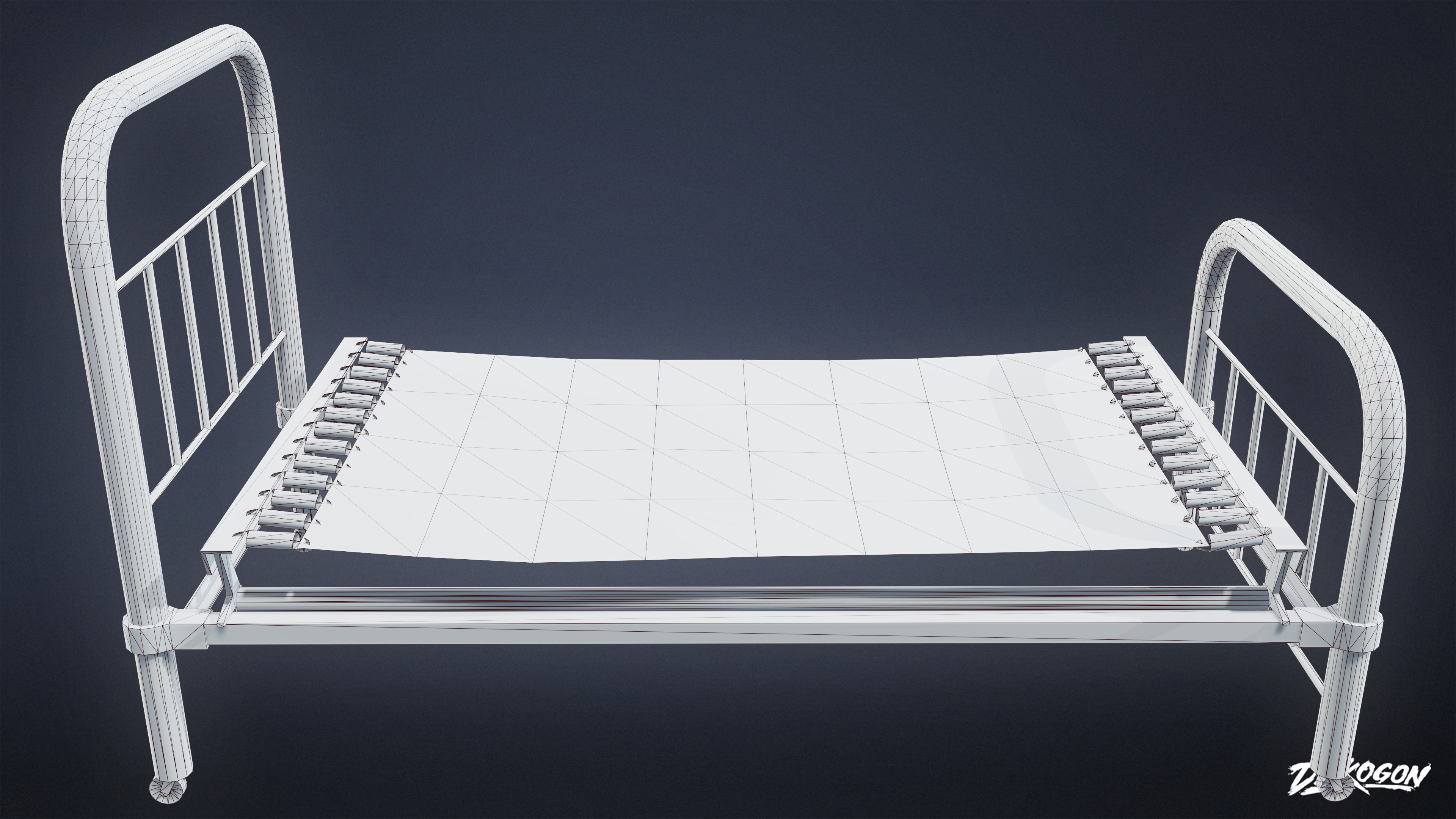 ATTIC - Bed Frame 01 - LOW POLY Low-poly 3D model_8