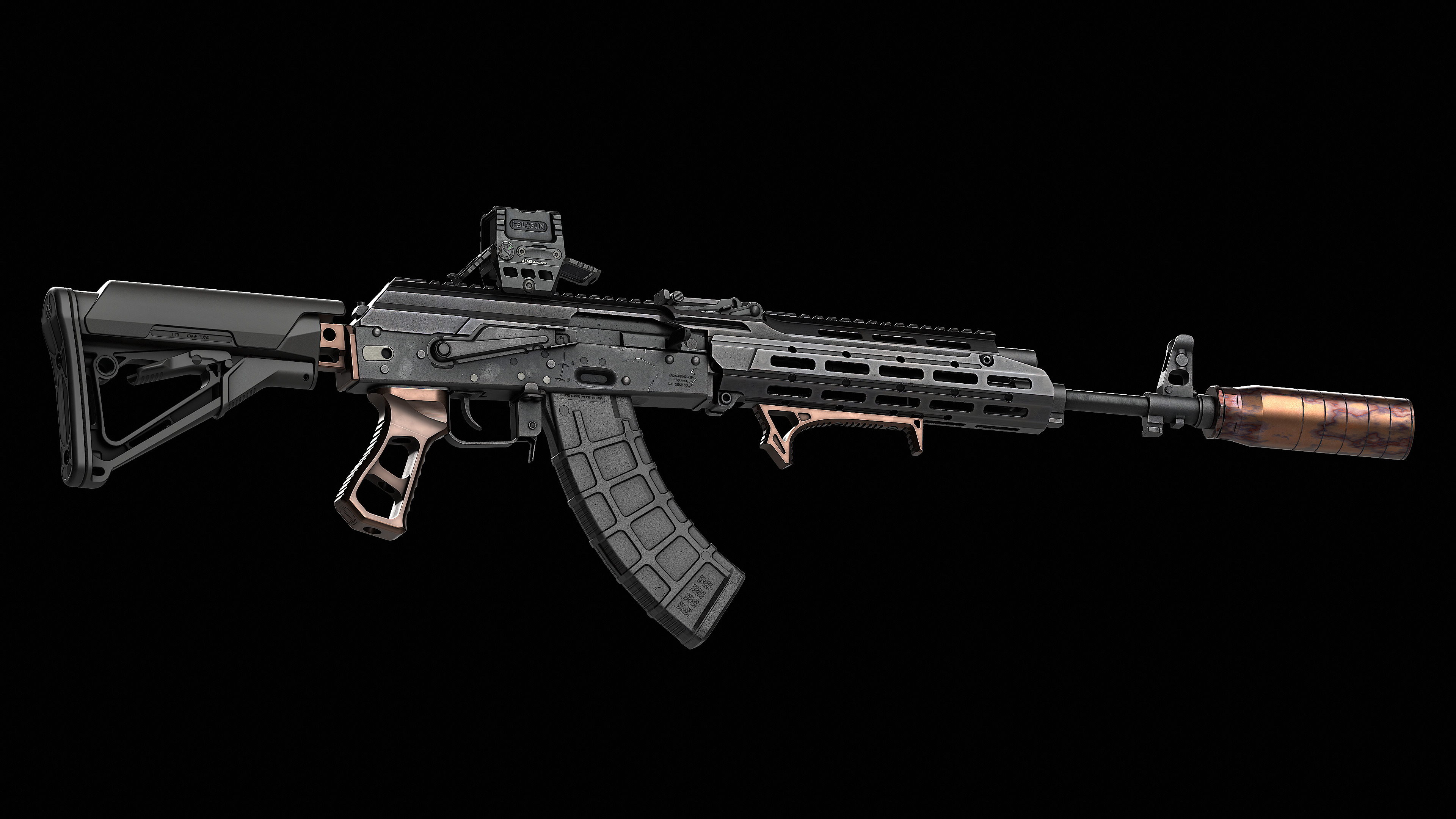 SAG AK buttstock adapter Low-poly 3D model_12