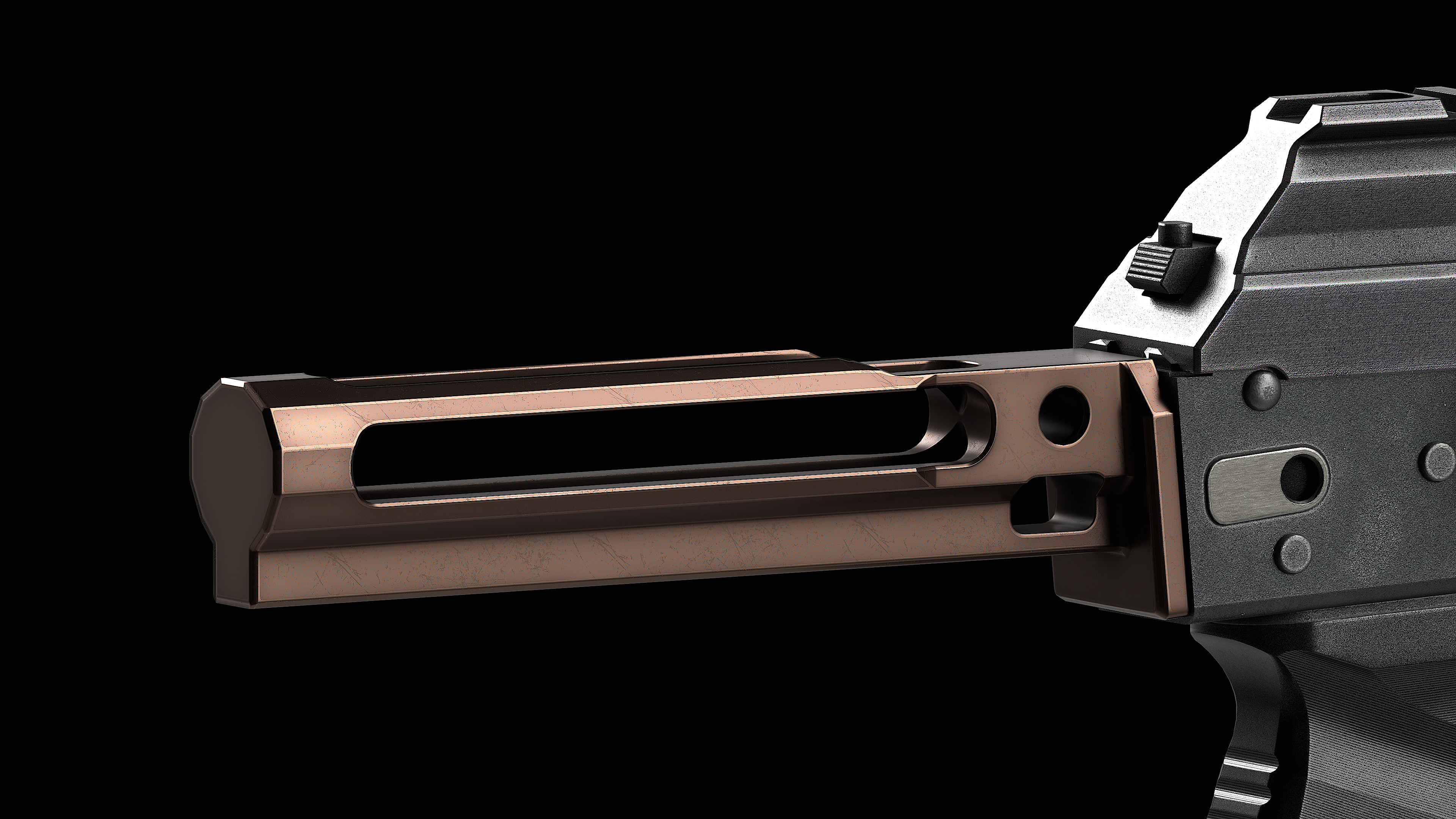 SAG AK buttstock adapter Low-poly 3D model_2