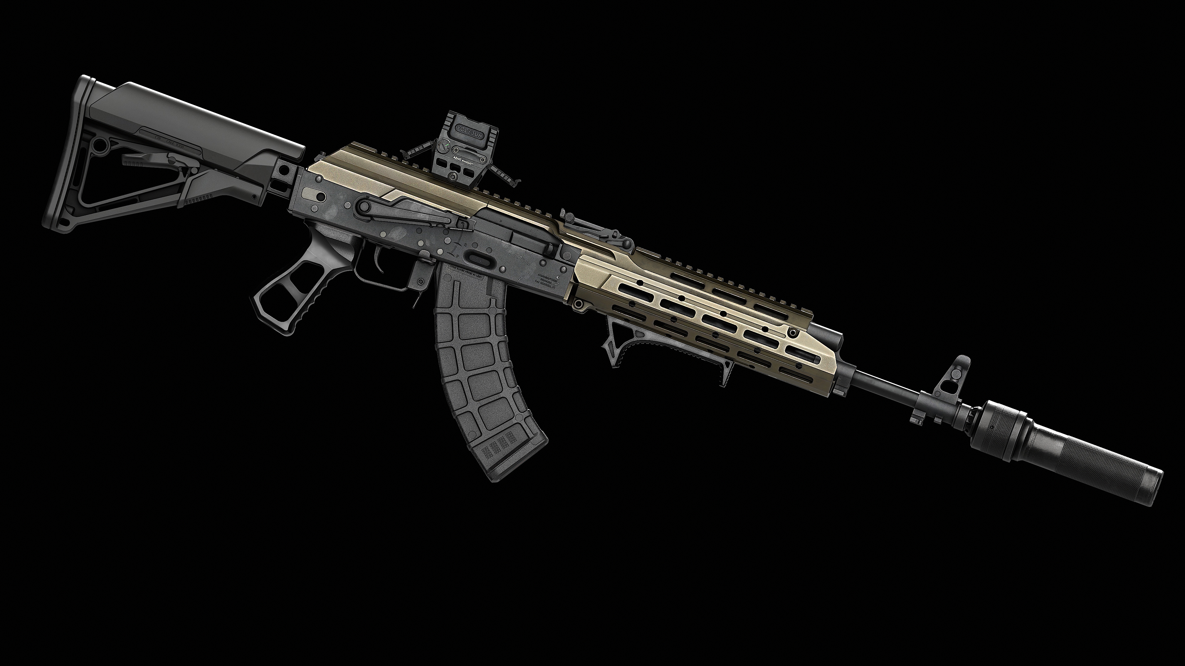 SAG AK buttstock adapter Low-poly 3D model_10