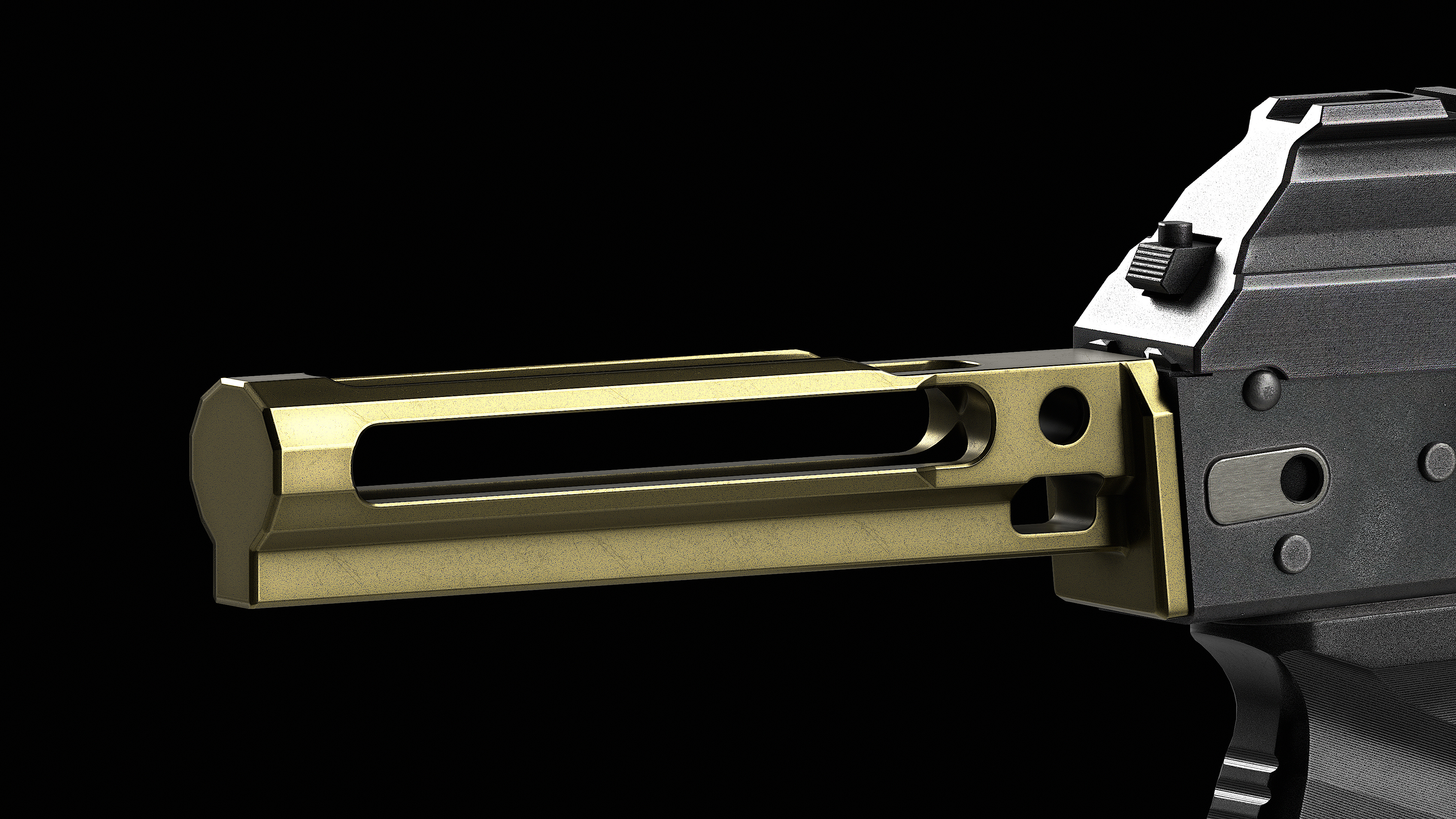 SAG AK buttstock adapter Low-poly 3D model_3