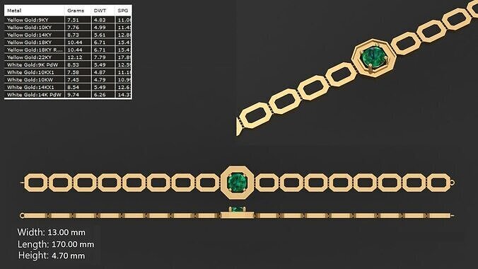 Turkish Bracelet 5 to 9 mm  Chains-2 34 3D print model
