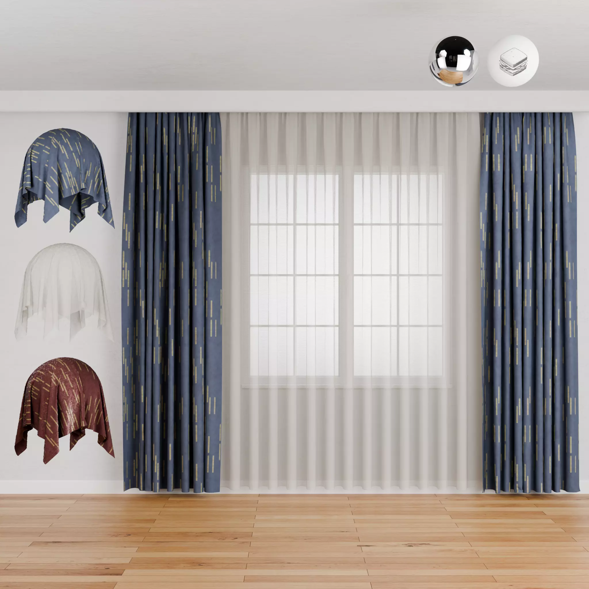 Curtain 001 Low-poly 3D model_0