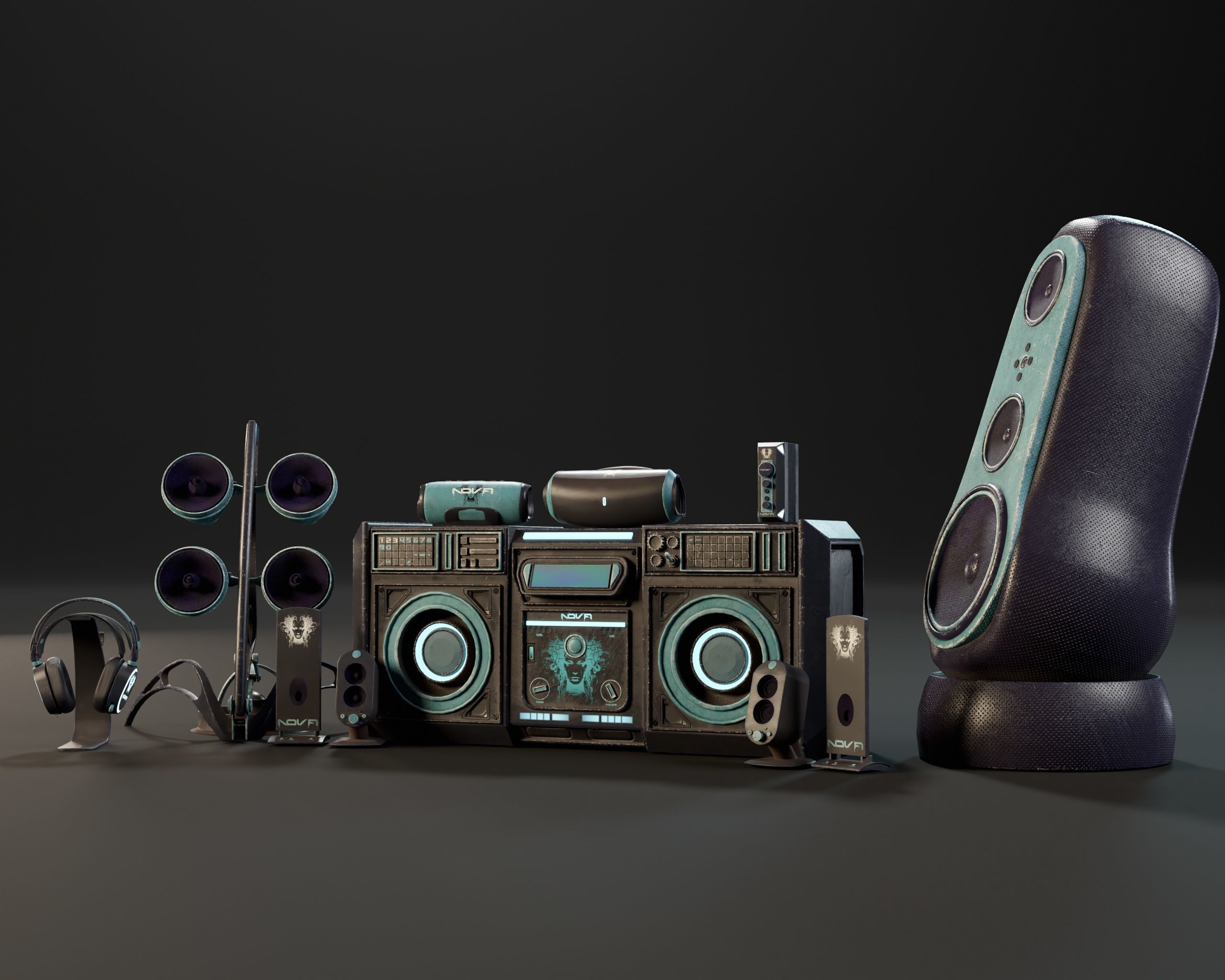 NOVA Sci-Fi Sound System 3D Model Collection_15