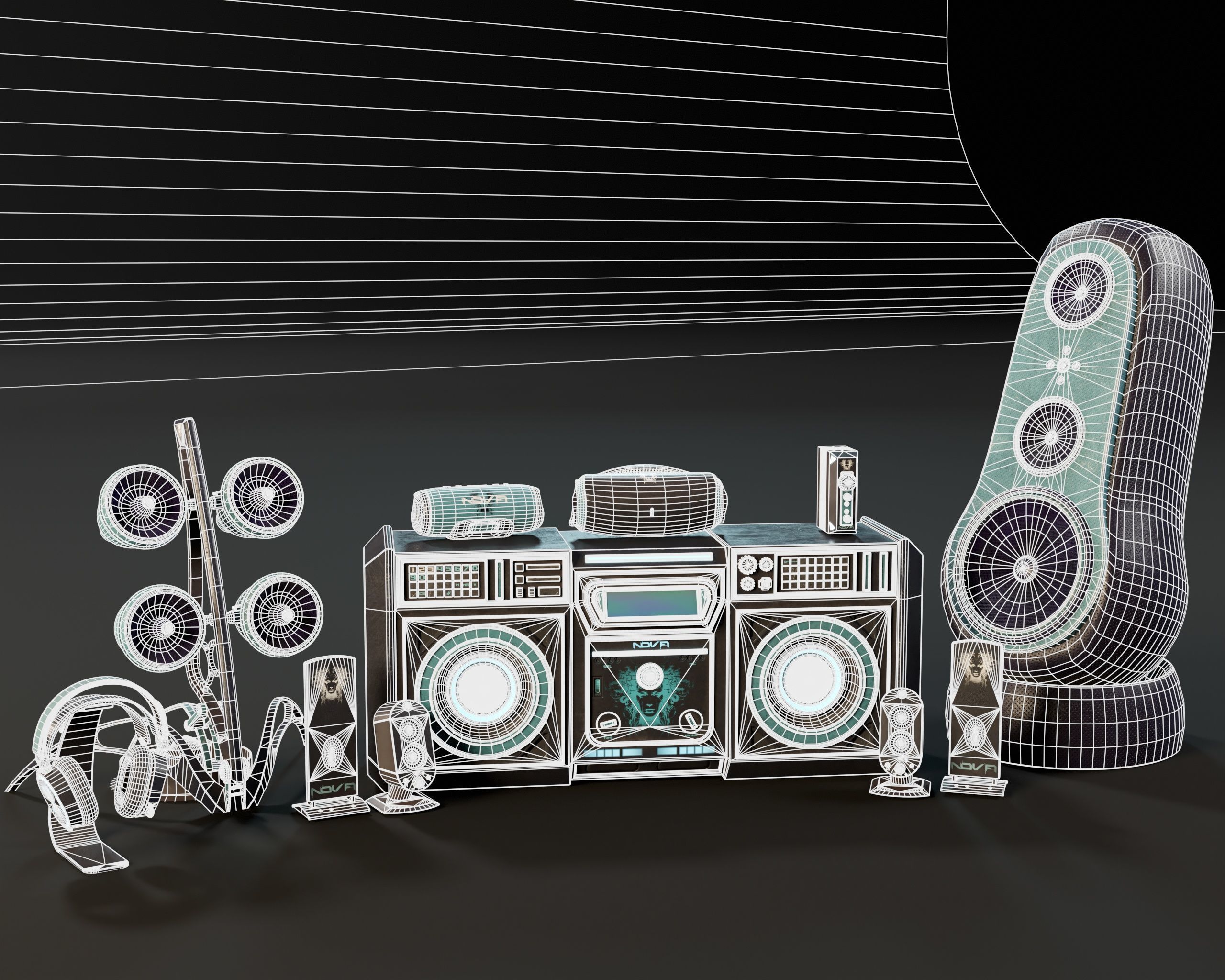 NOVA Sci-Fi Sound System 3D Model Collection_8