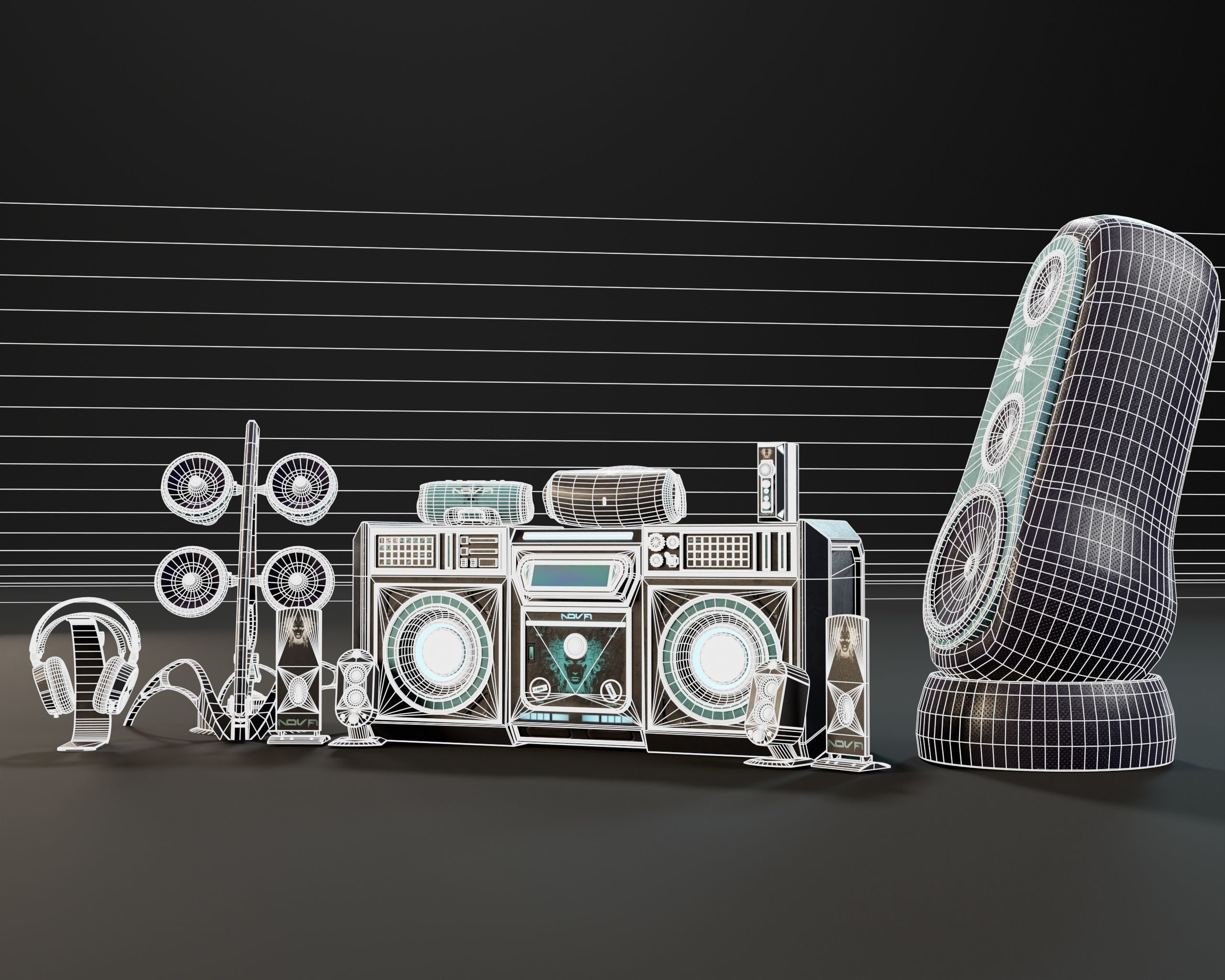 NOVA Sci-Fi Sound System 3D Model Collection_16