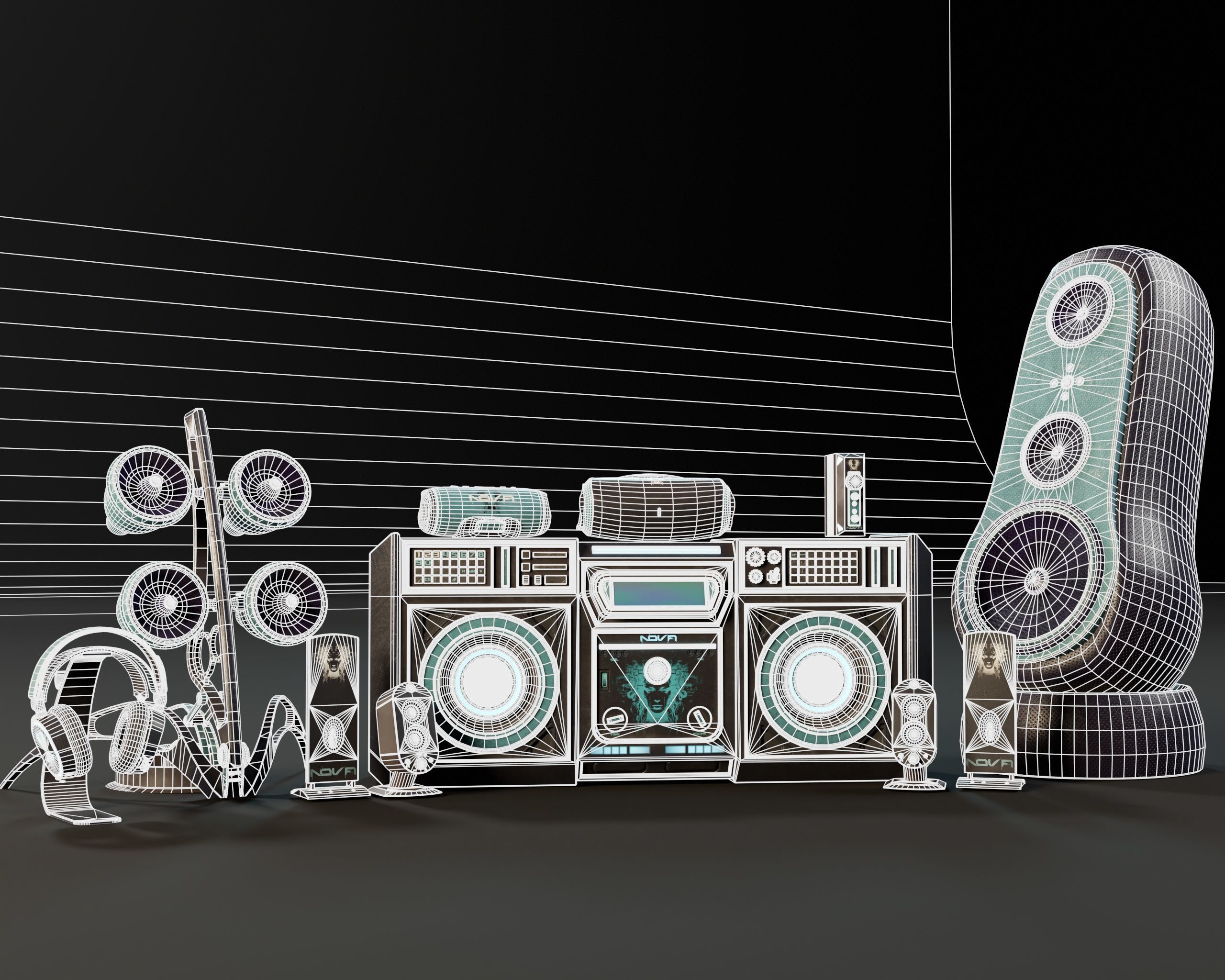NOVA Sci-Fi Sound System 3D Model Collection_10