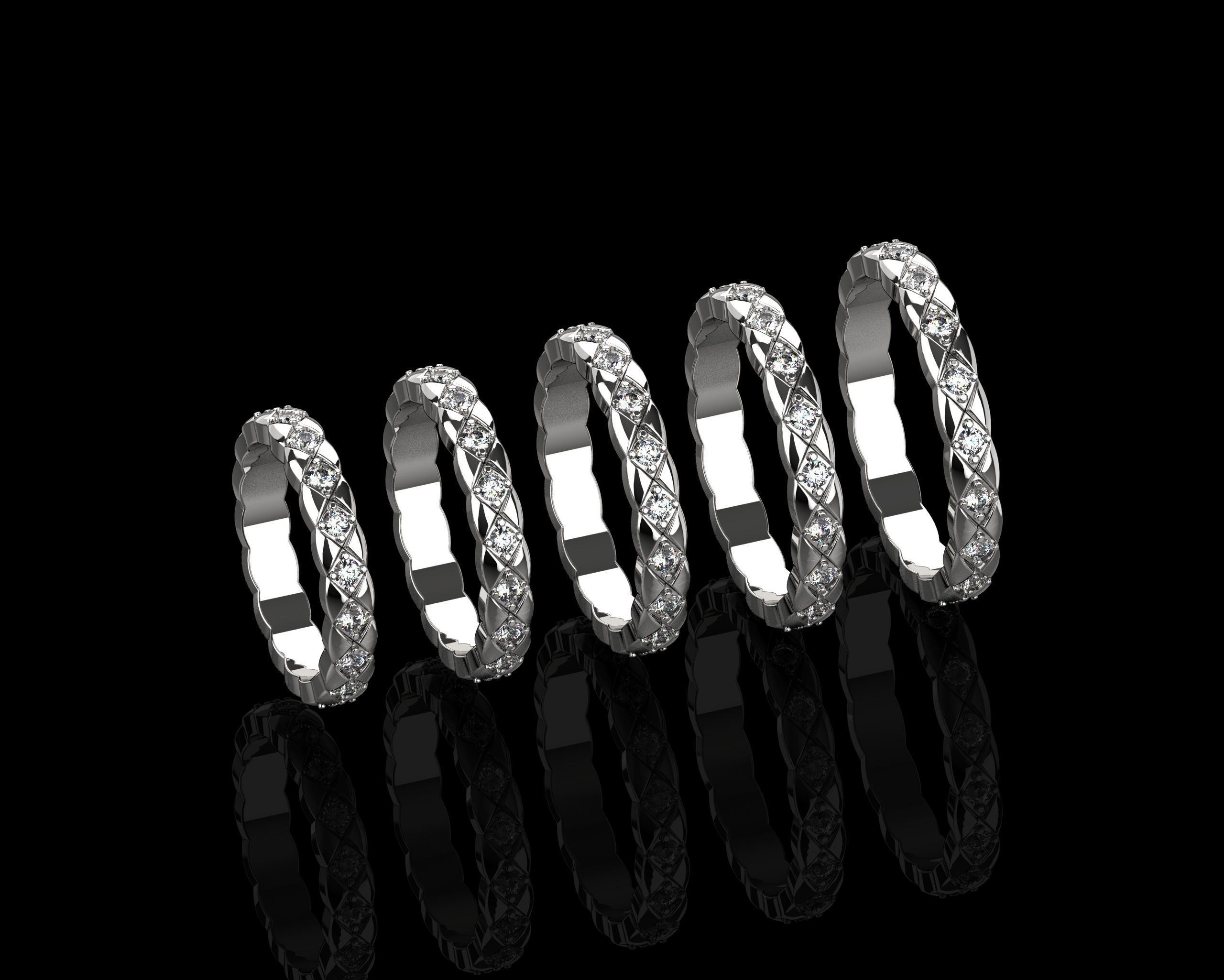 Coco Crush mini diamonds rings in different sizes 15 - 19 3D Model Collection_7