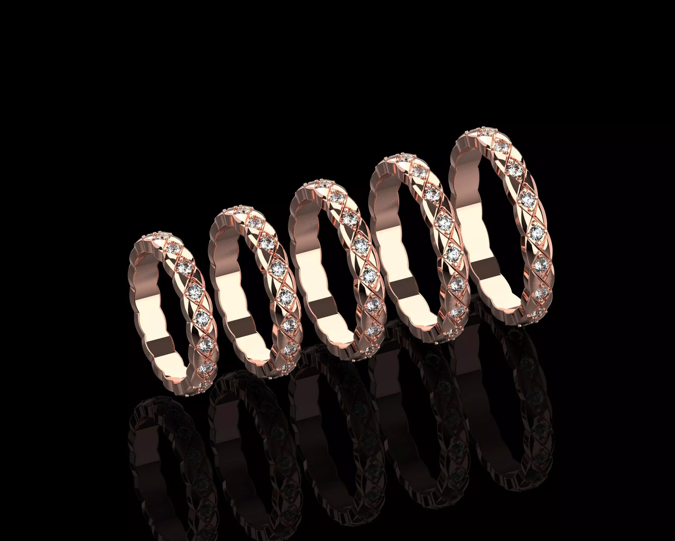 Coco Crush mini diamonds rings in different sizes 15 - 19 3D Model Collection_0