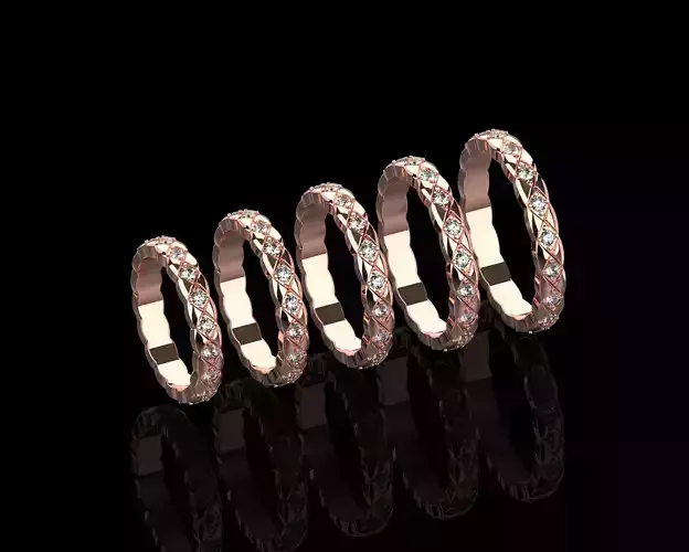 Coco Crush mini diamonds rings in different sizes 15 - 19 3D Model Collection