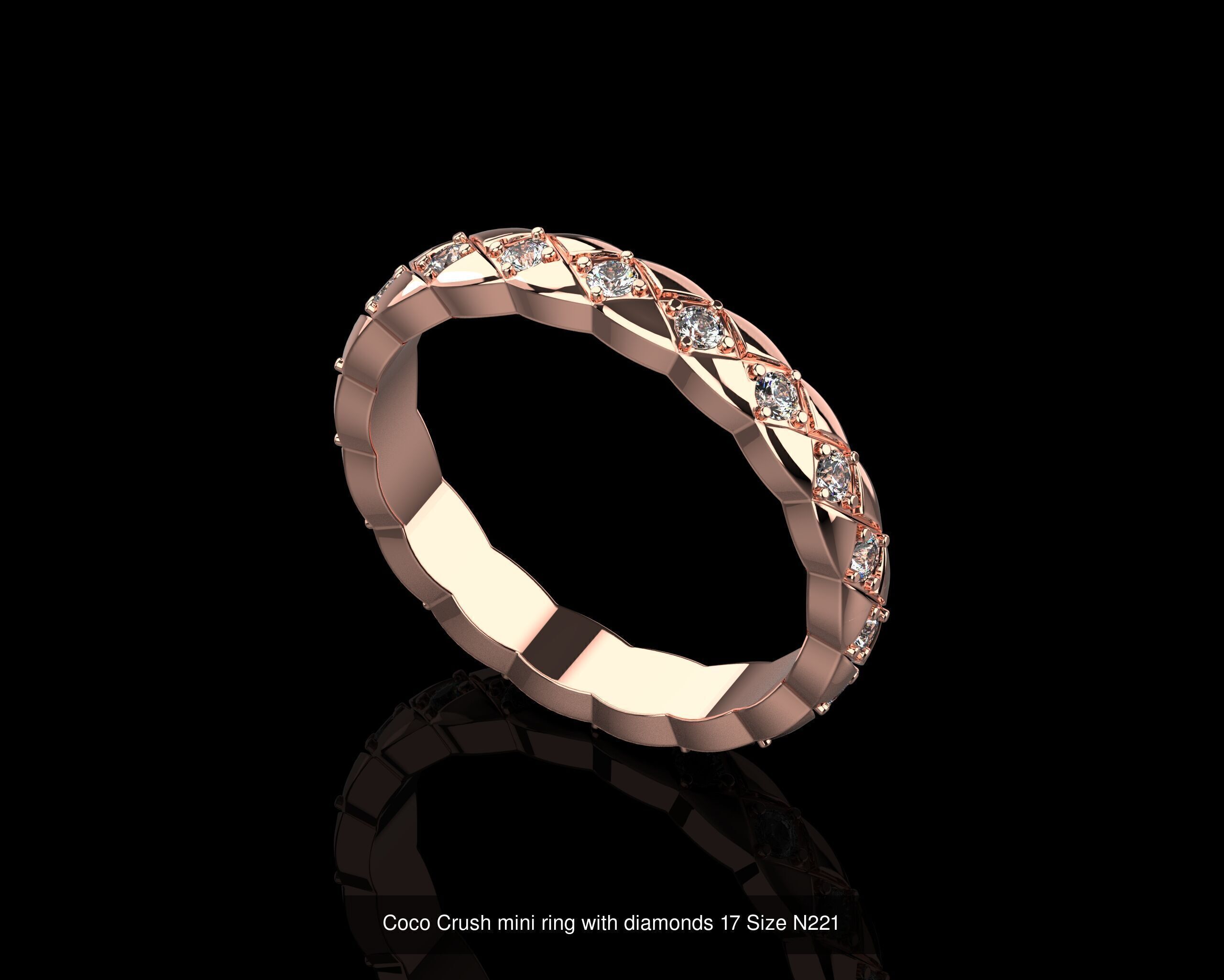Coco Crush mini diamonds rings in different sizes 15 - 19 3D Model Collection_10