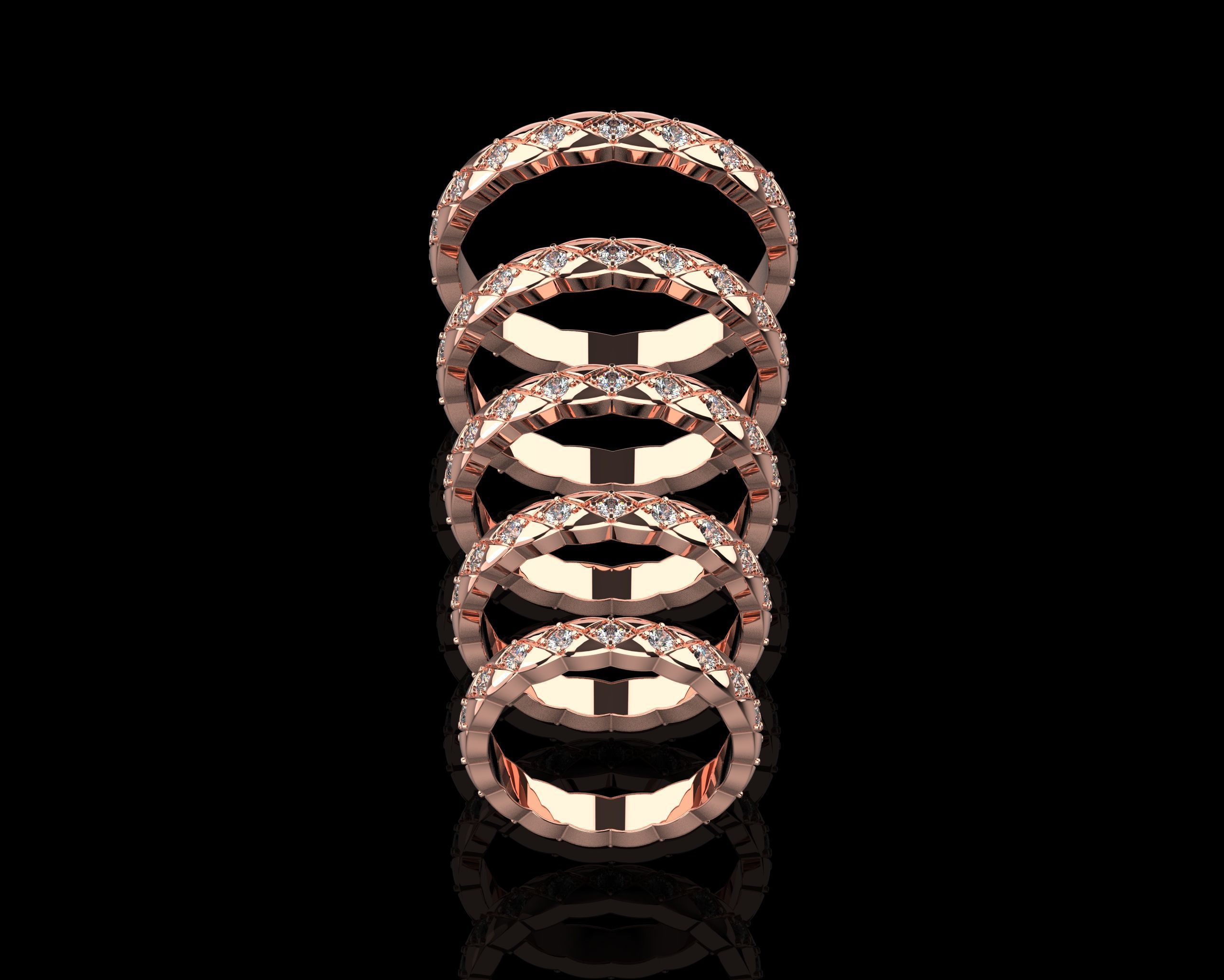 Coco Crush mini diamonds rings in different sizes 15 - 19 3D Model Collection_2