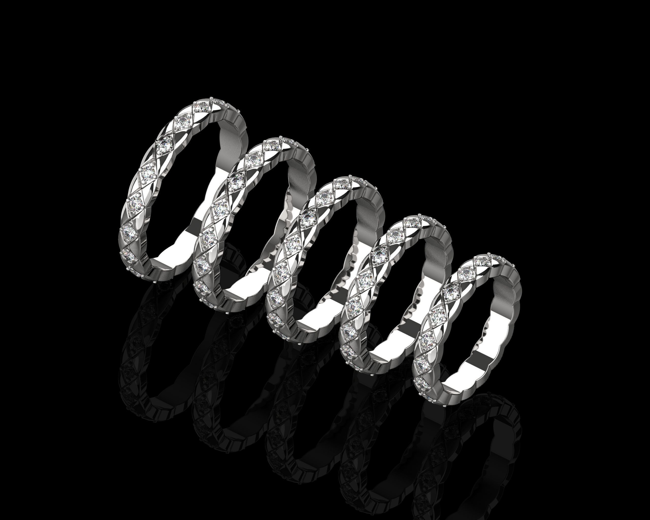 Coco Crush mini diamonds rings in different sizes 15 - 19 3D Model Collection_6