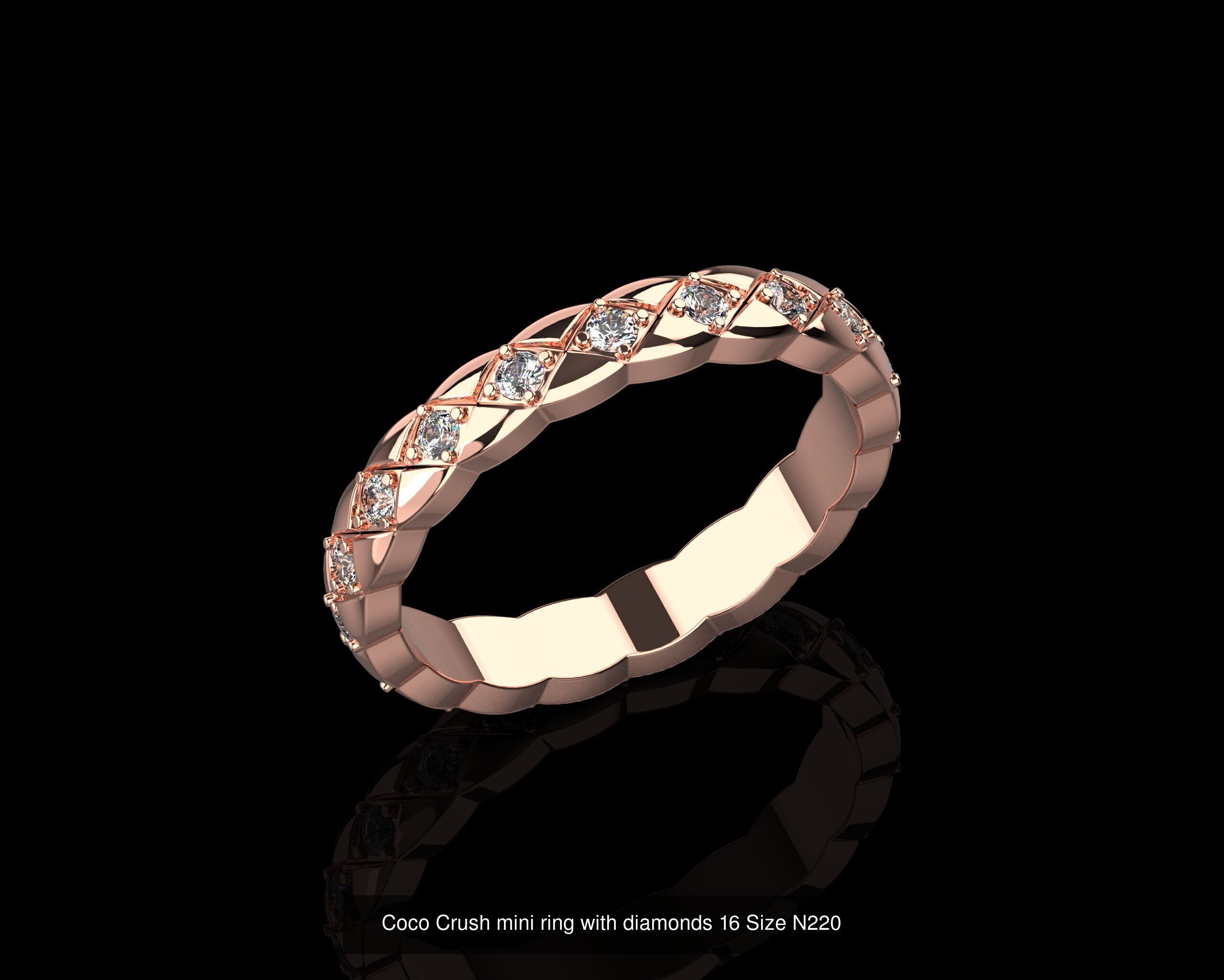 Coco Crush mini diamonds rings in different sizes 15 - 19 3D Model Collection_9