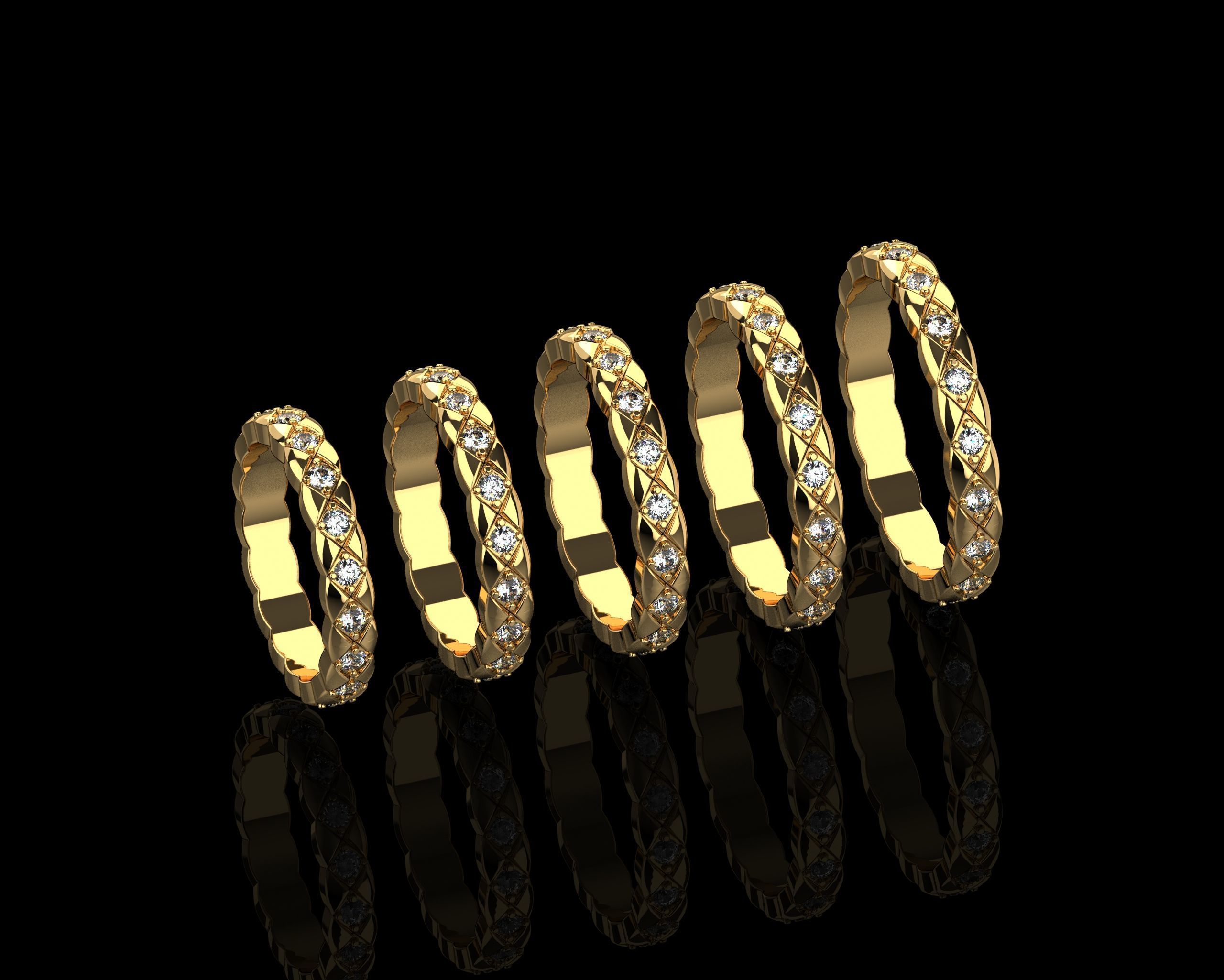 Coco Crush mini diamonds rings in different sizes 15 - 19 3D Model Collection_5