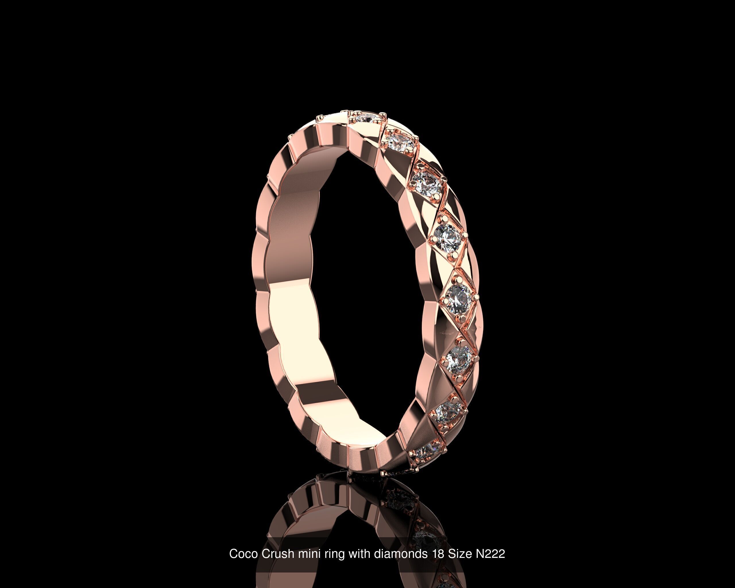 Coco Crush mini diamonds rings in different sizes 15 - 19 3D Model Collection_11