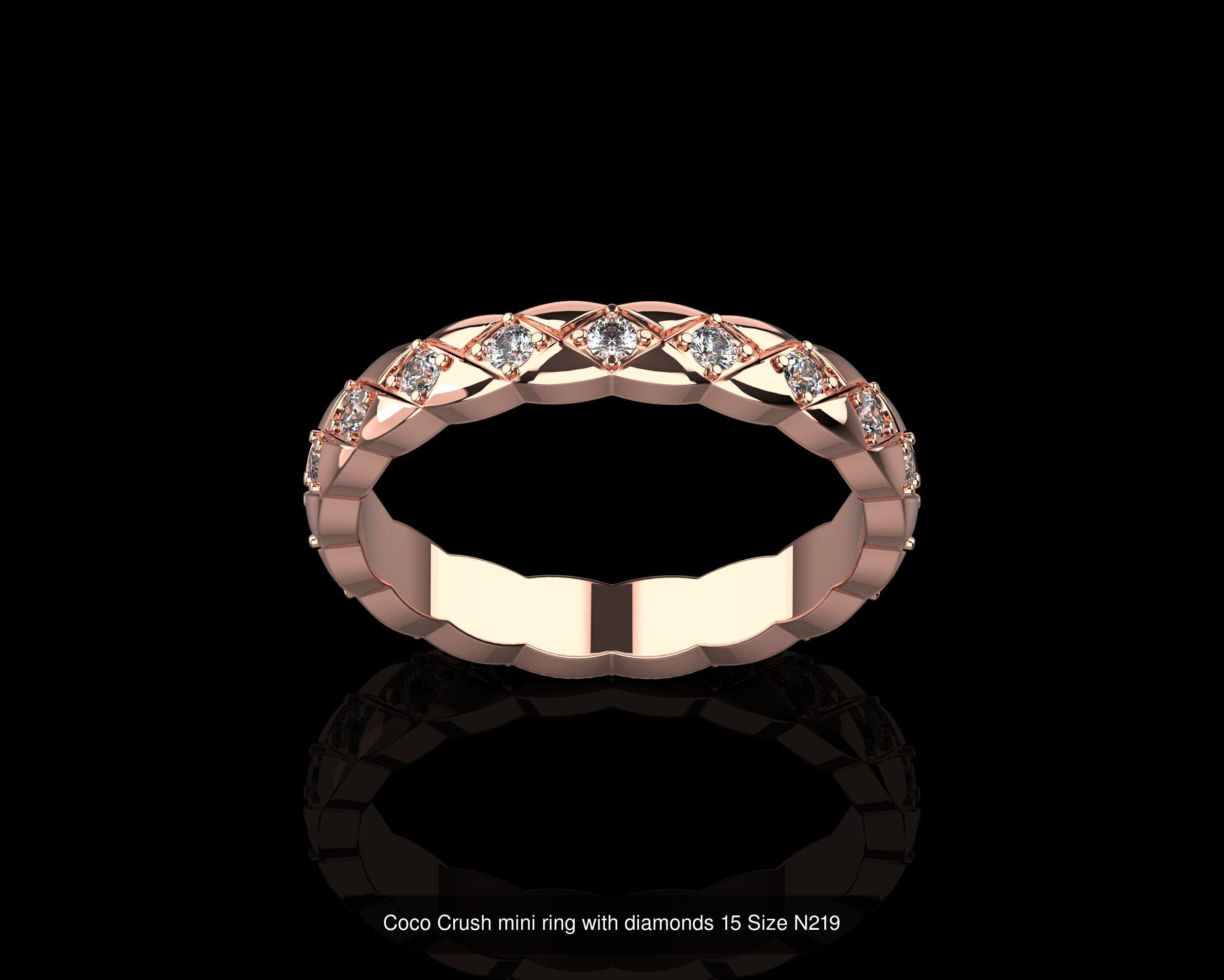 Coco Crush mini diamonds rings in different sizes 15 - 19 3D Model Collection_8