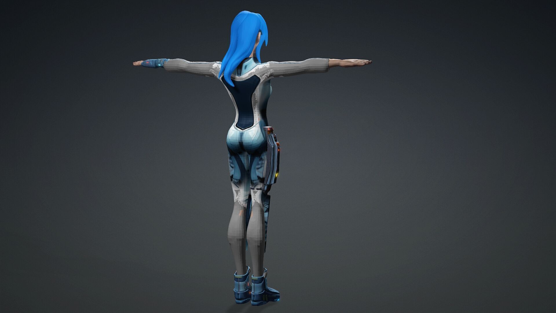 Sci fi toon girl  Low-poly 3D model_5