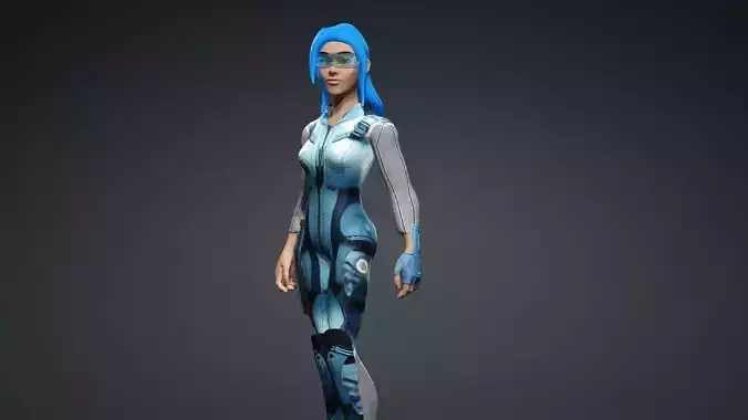 Sci fi toon girl  Low-poly 3D model