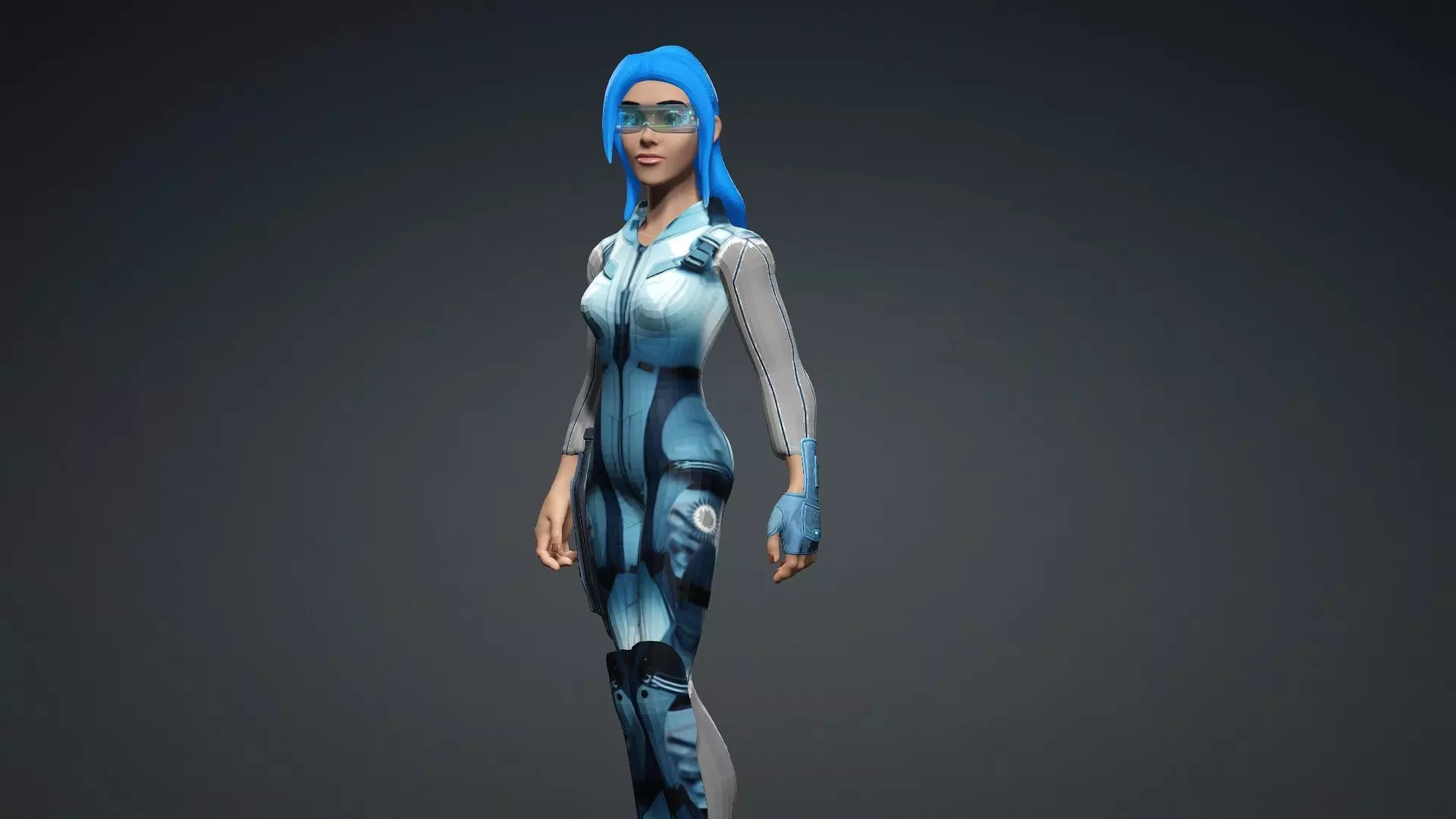 Sci fi toon girl  Low-poly 3D model_0