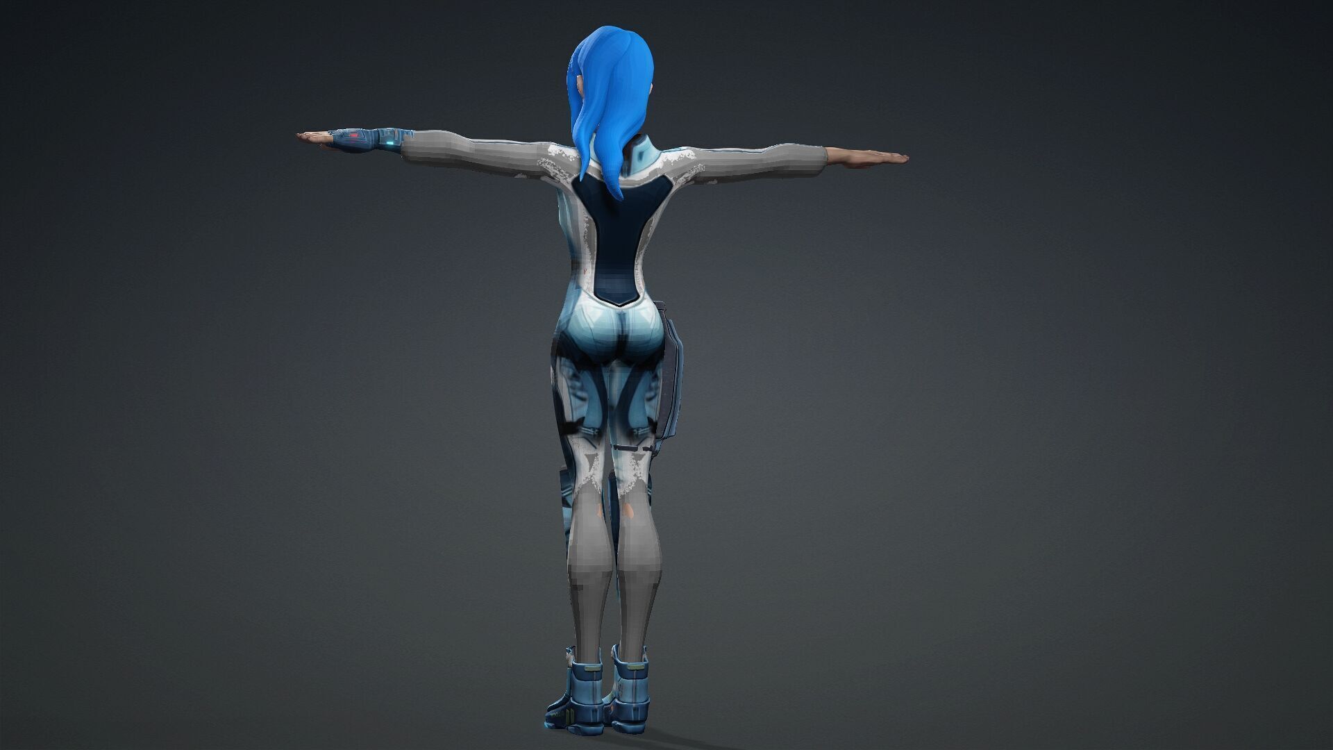 Sci fi toon girl  Low-poly 3D model_4