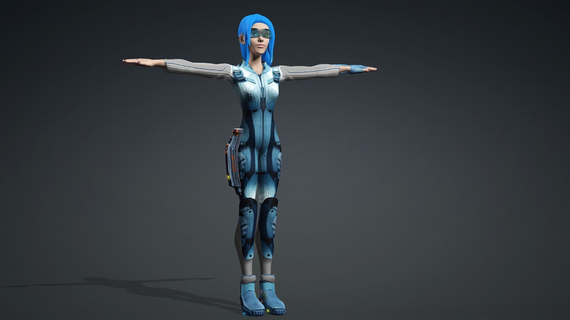 Sci fi toon girl  Low-poly 3D model_6
