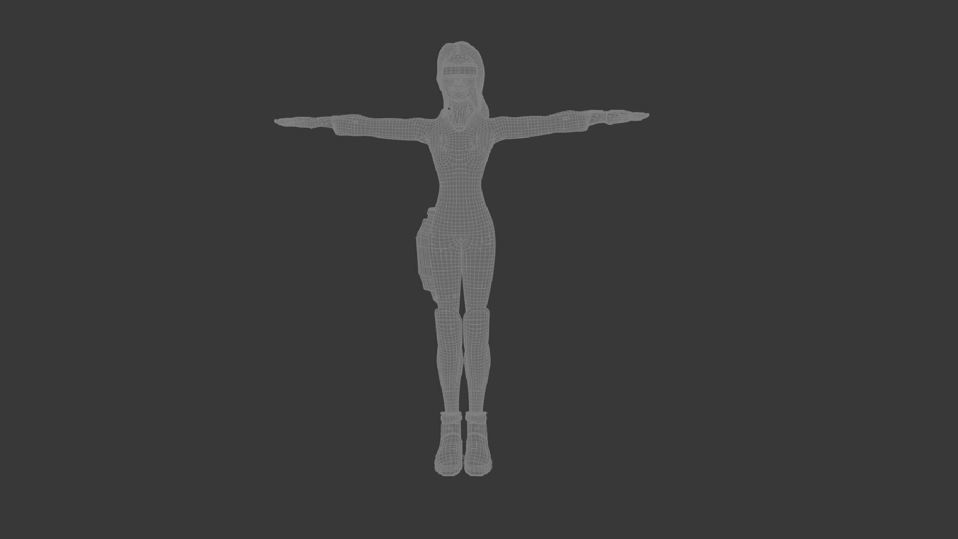 Sci fi toon girl  Low-poly 3D model_7