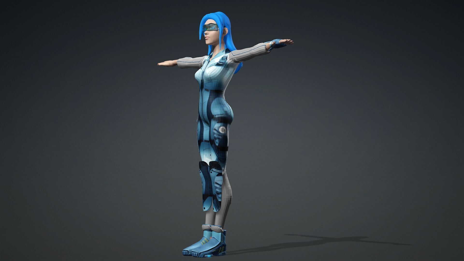 Sci fi toon girl  Low-poly 3D model_3