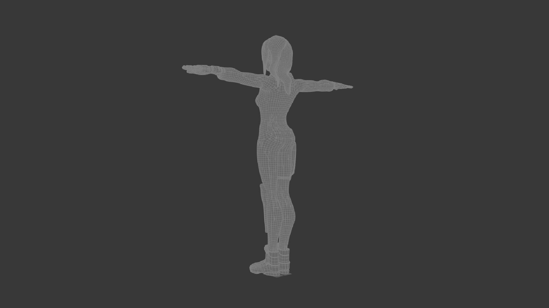 Sci fi toon girl  Low-poly 3D model_8