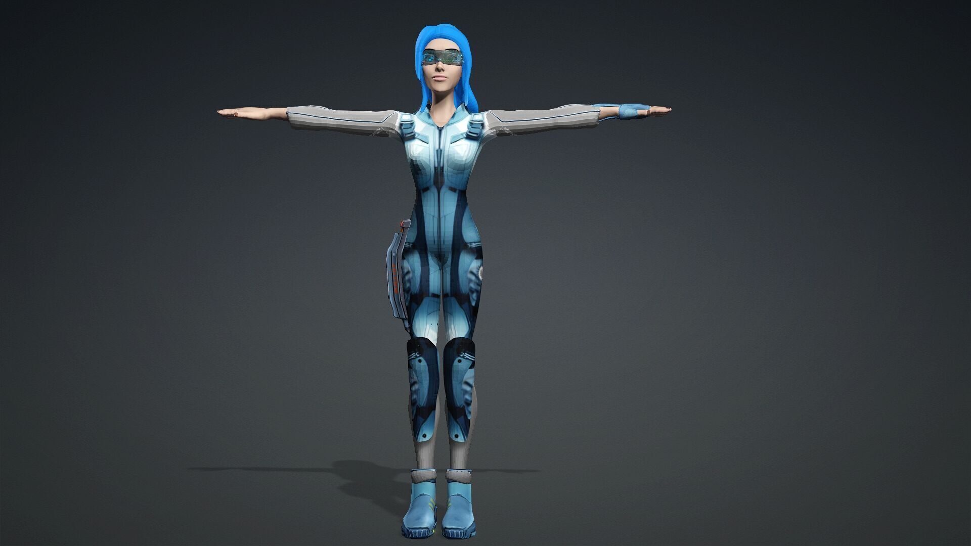 Sci fi toon girl  Low-poly 3D model_2