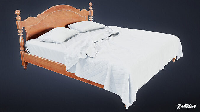 MOTEL - Bed 01 - LOW POLY AND NANITE Low-poly 3D model