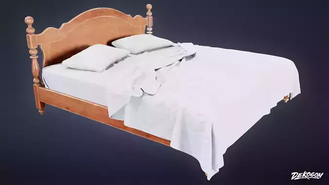 MOTEL - Bed 01 - LOW POLY AND NANITE Low-poly 3D model