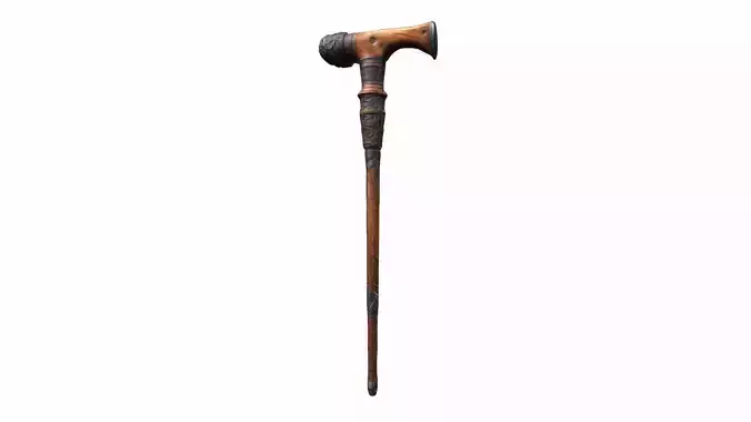 High Resolution 3d Model Wooden Walking Sticks And Crutches