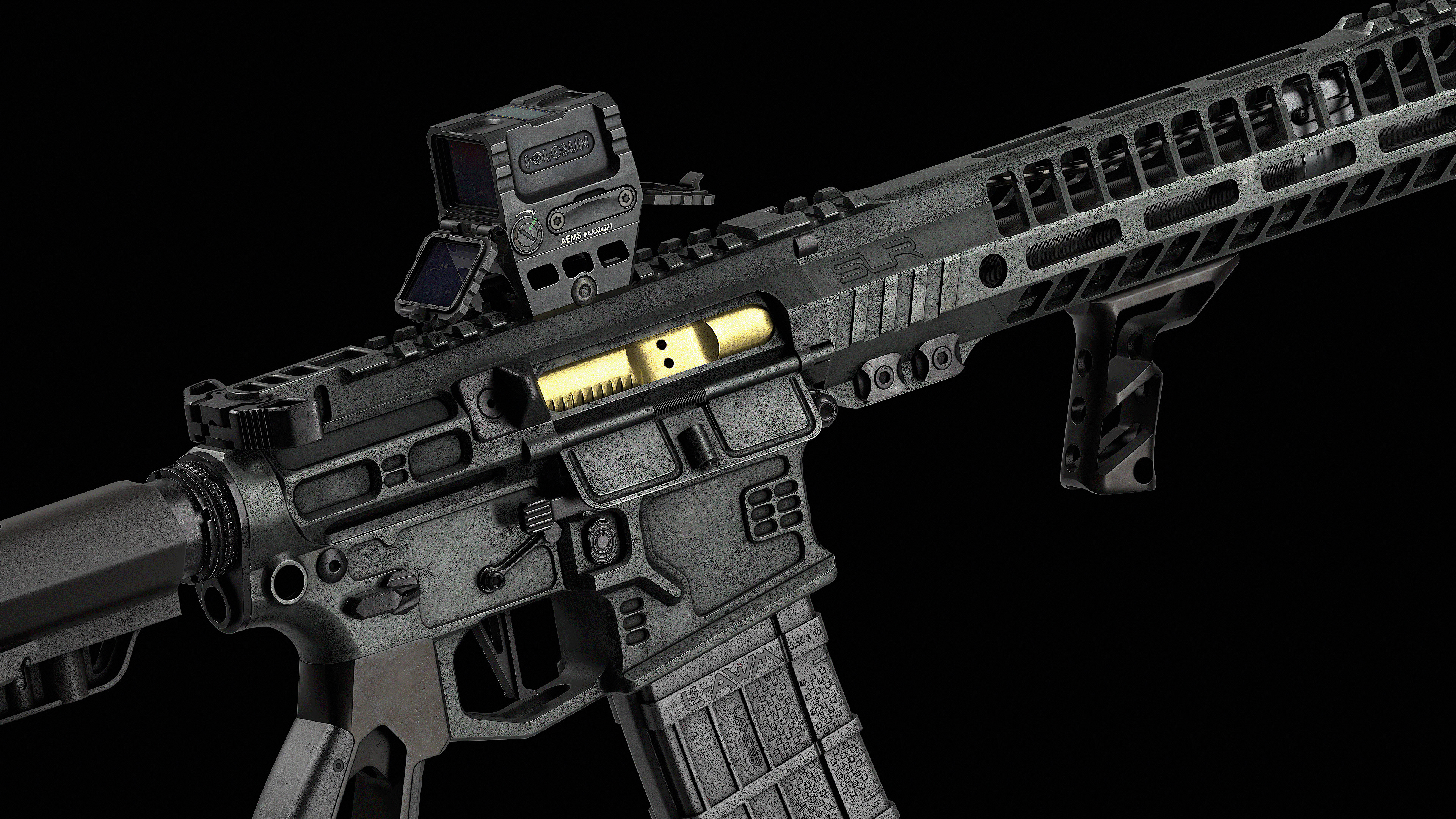 SLR Rifleworks HELIX M-LOK Handguard Low-poly 3D model_10