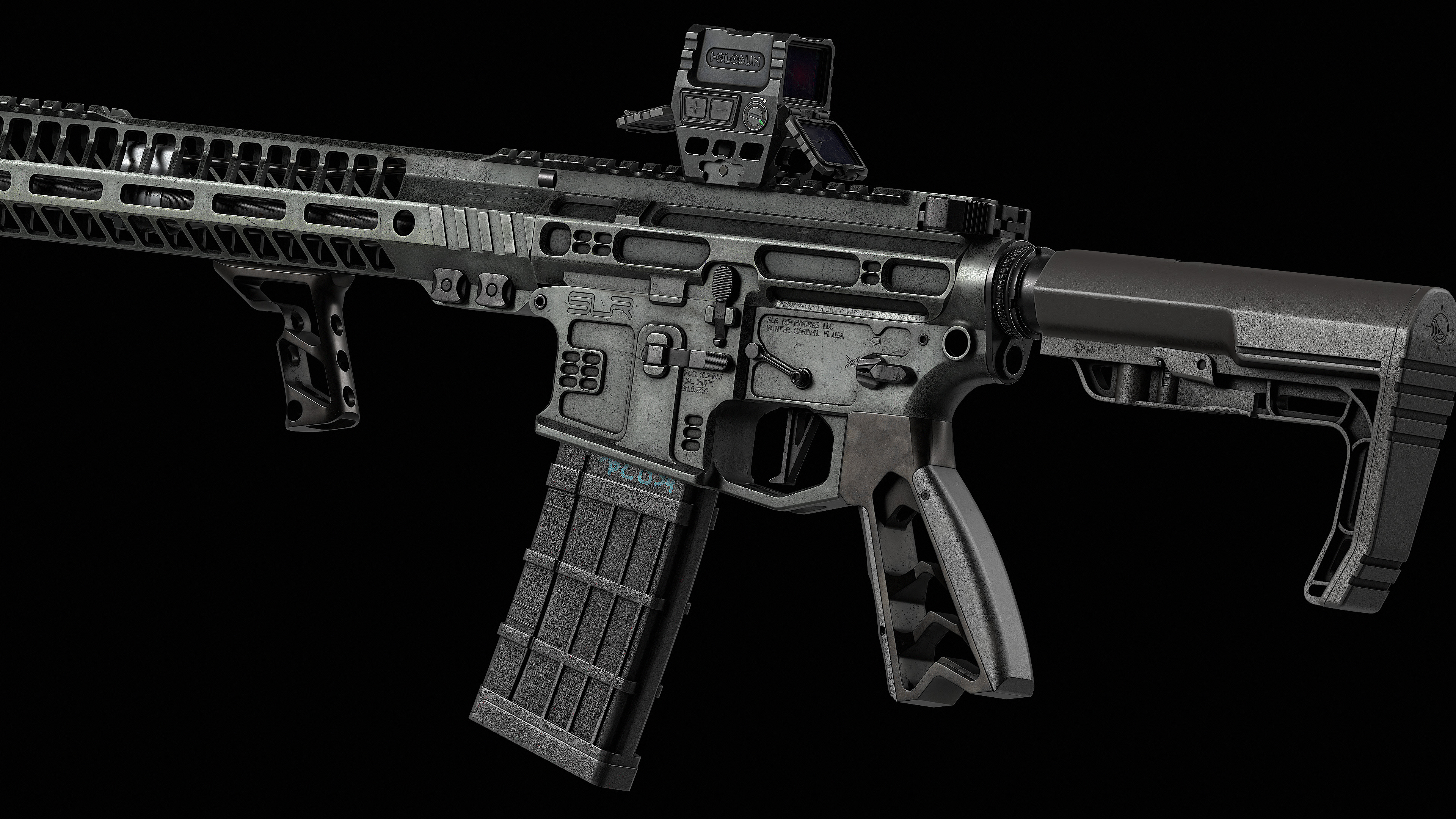 SLR Rifleworks HELIX M-LOK Handguard Low-poly 3D model_14