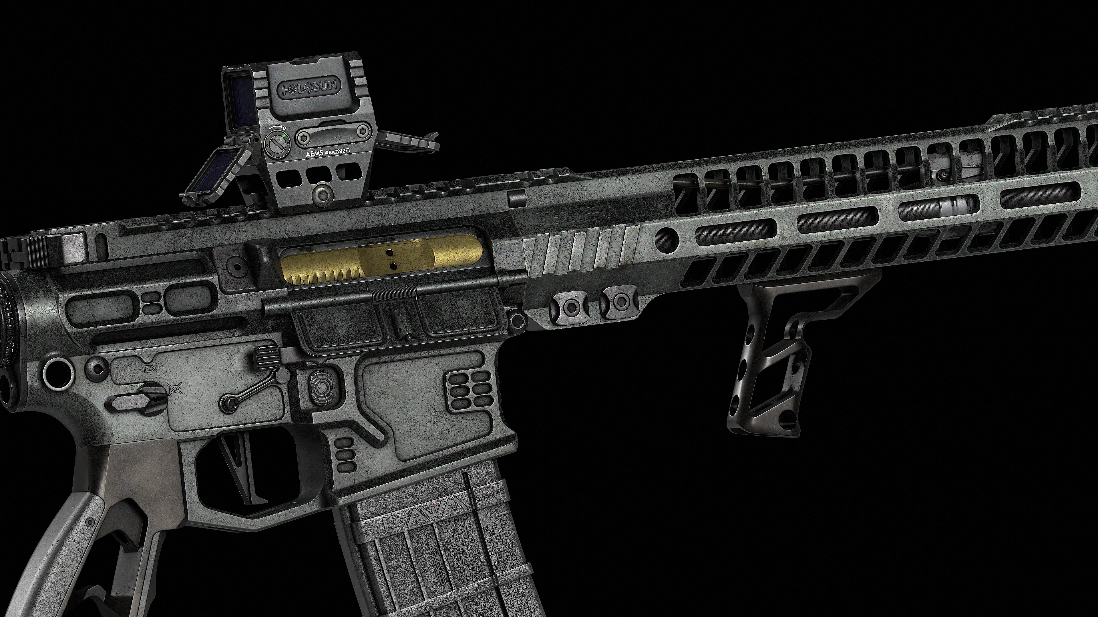 SLR Rifleworks HELIX M-LOK Handguard Low-poly 3D model_11