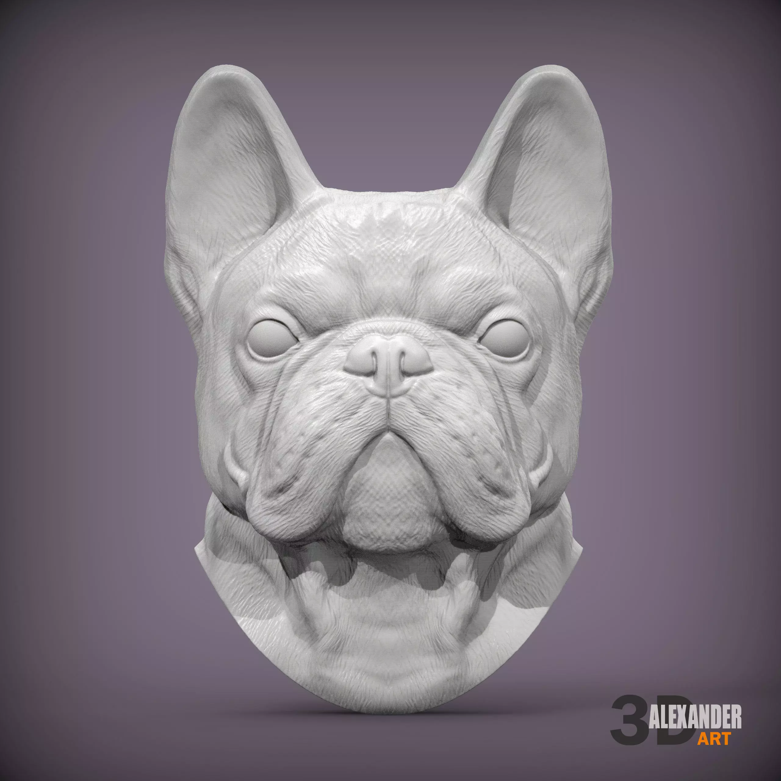 French bulldog relief portrait 3D print model