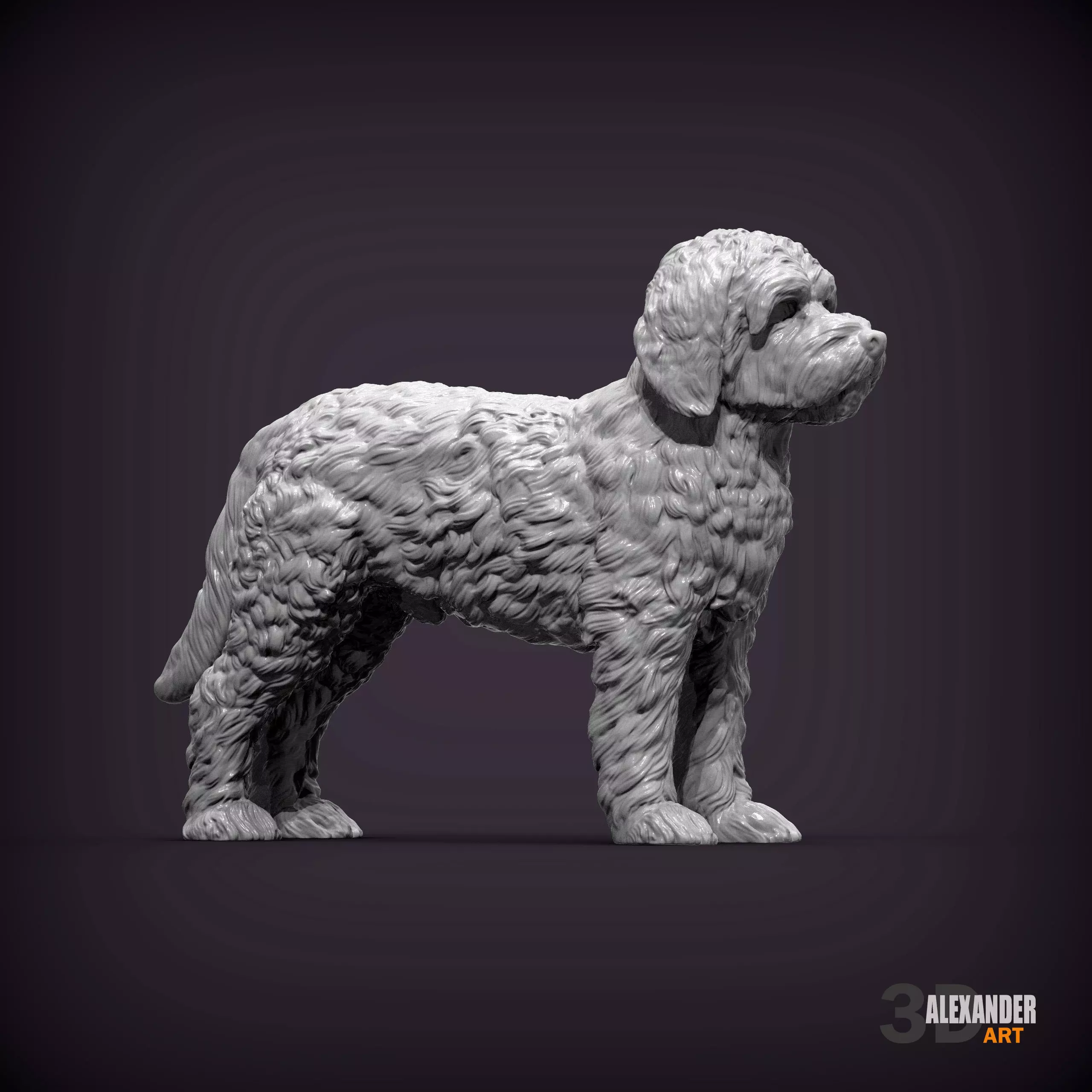 Goldendoodle standing 3D print model