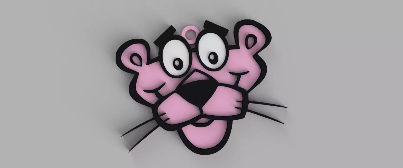 The Pink Panther Head Logo Keychain - Pendant - Earring Free 3D print model