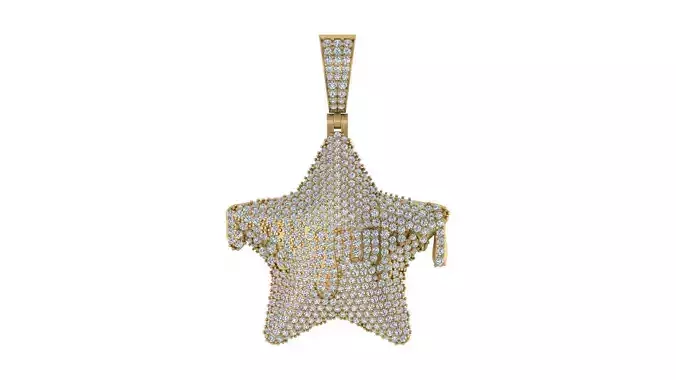 Dripping Iced-Out Star Diamond Pendant