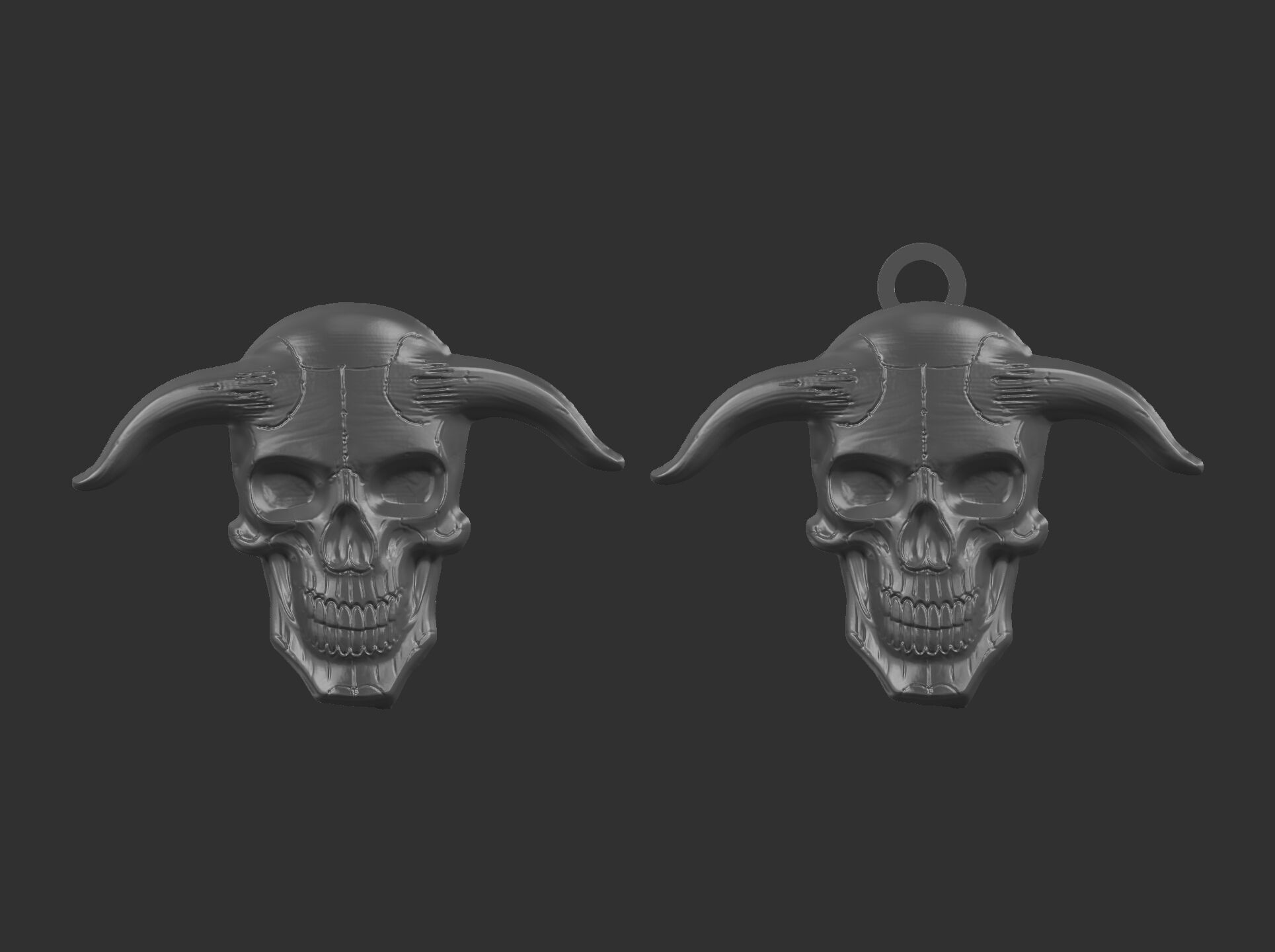 devil skull with horns pentant  3D print model_21