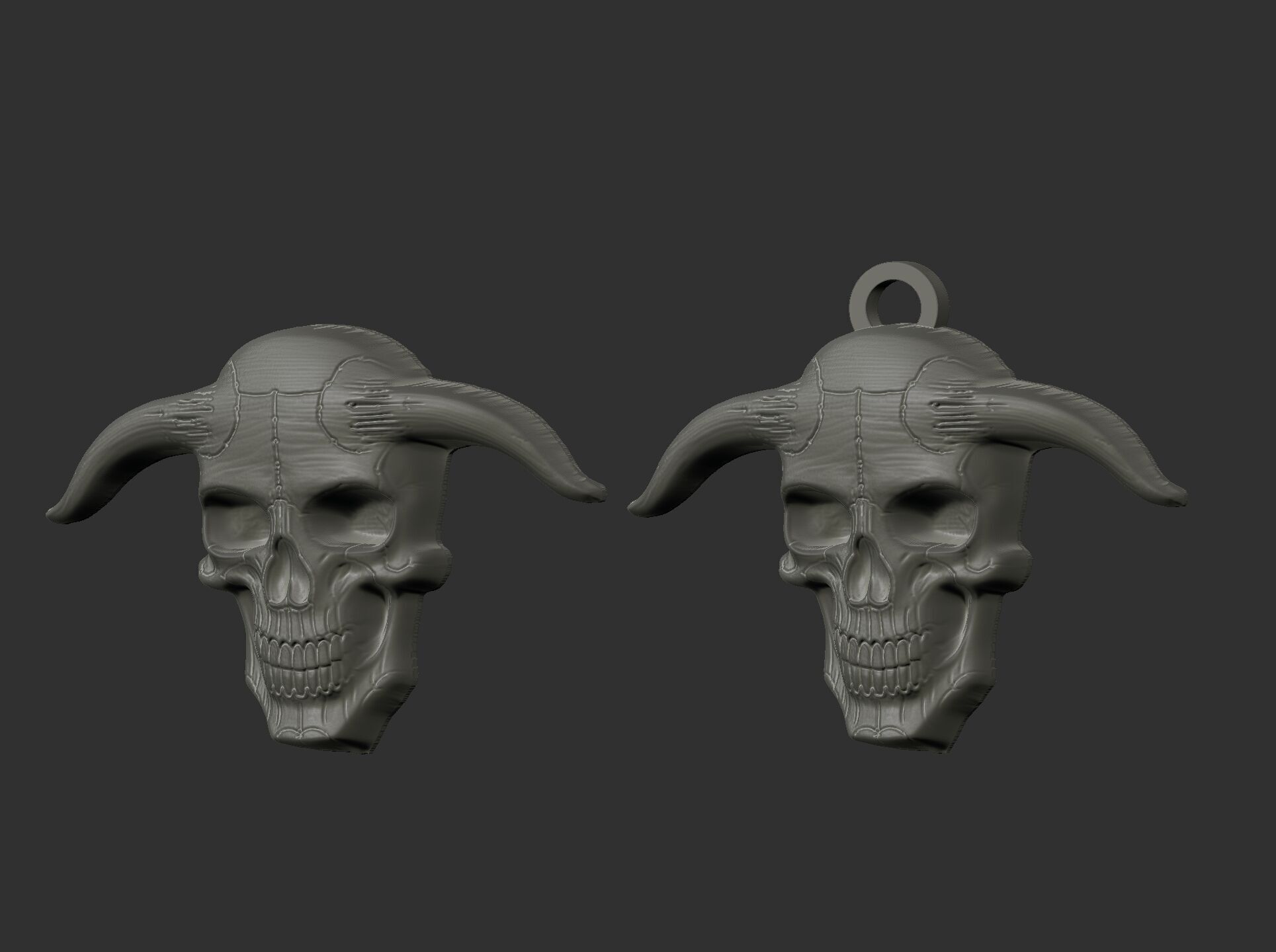 devil skull with horns pentant  3D print model_23