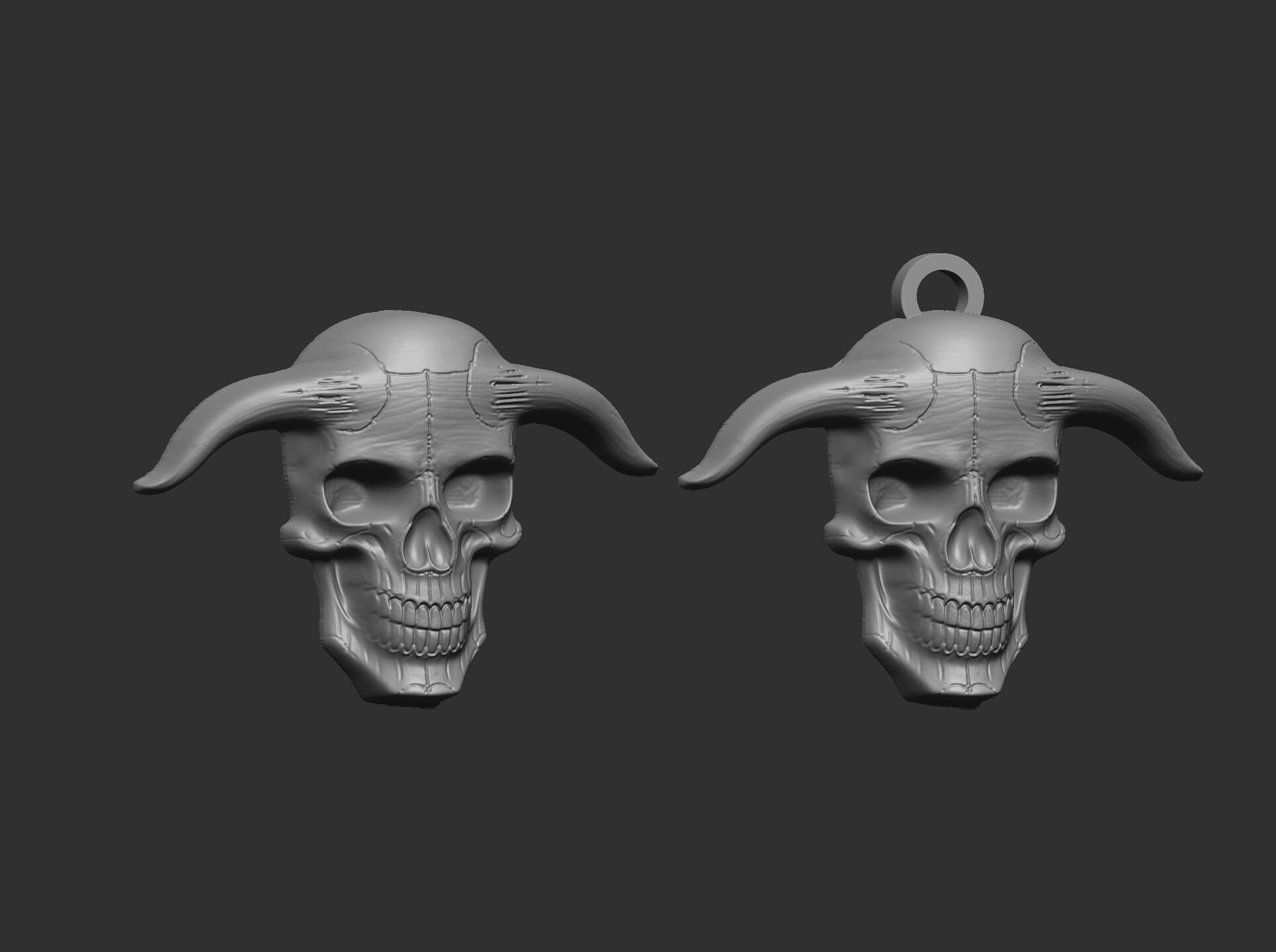 devil skull with horns pentant  3D print model_7