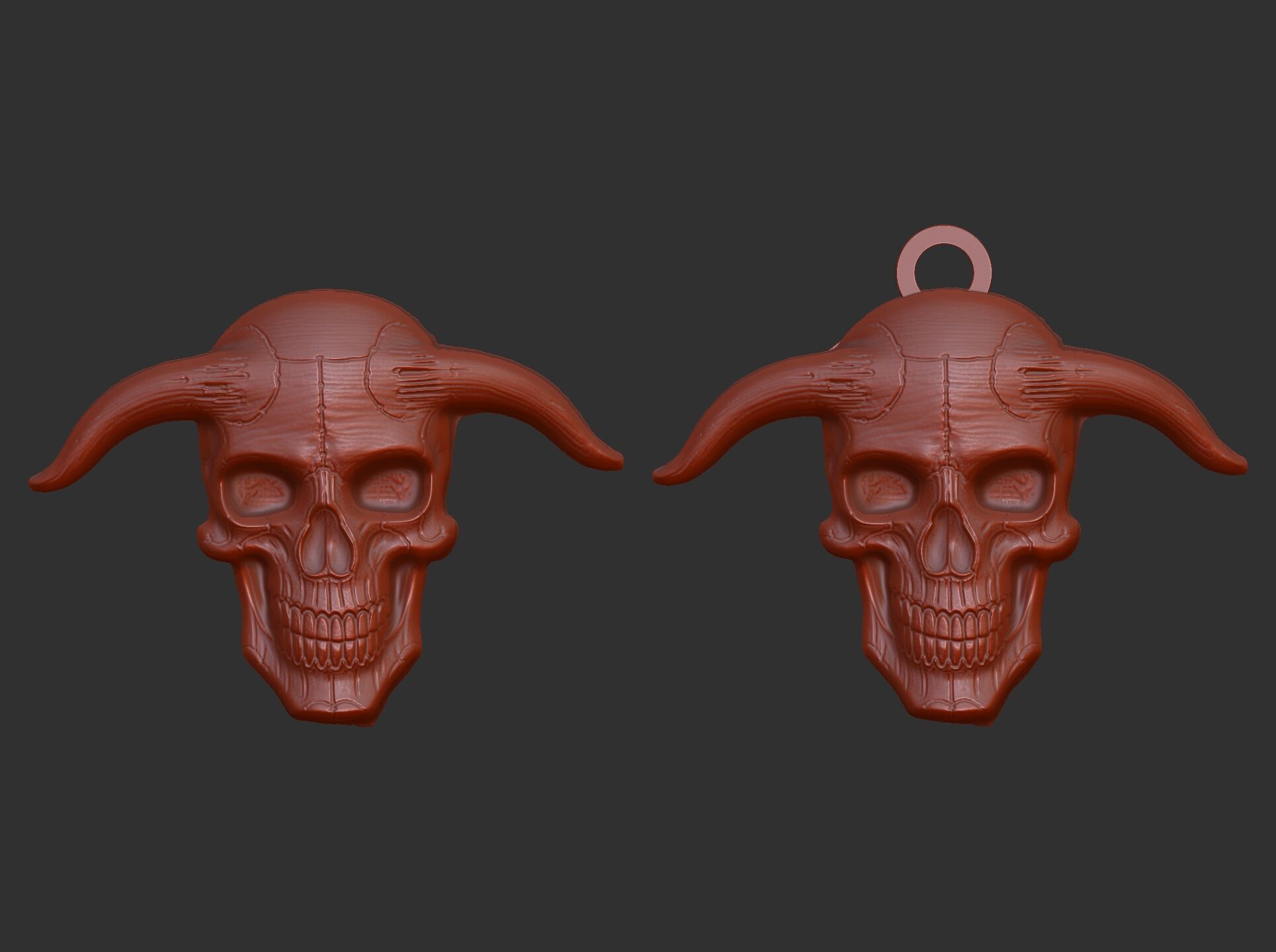 devil skull with horns pentant  3D print model_16