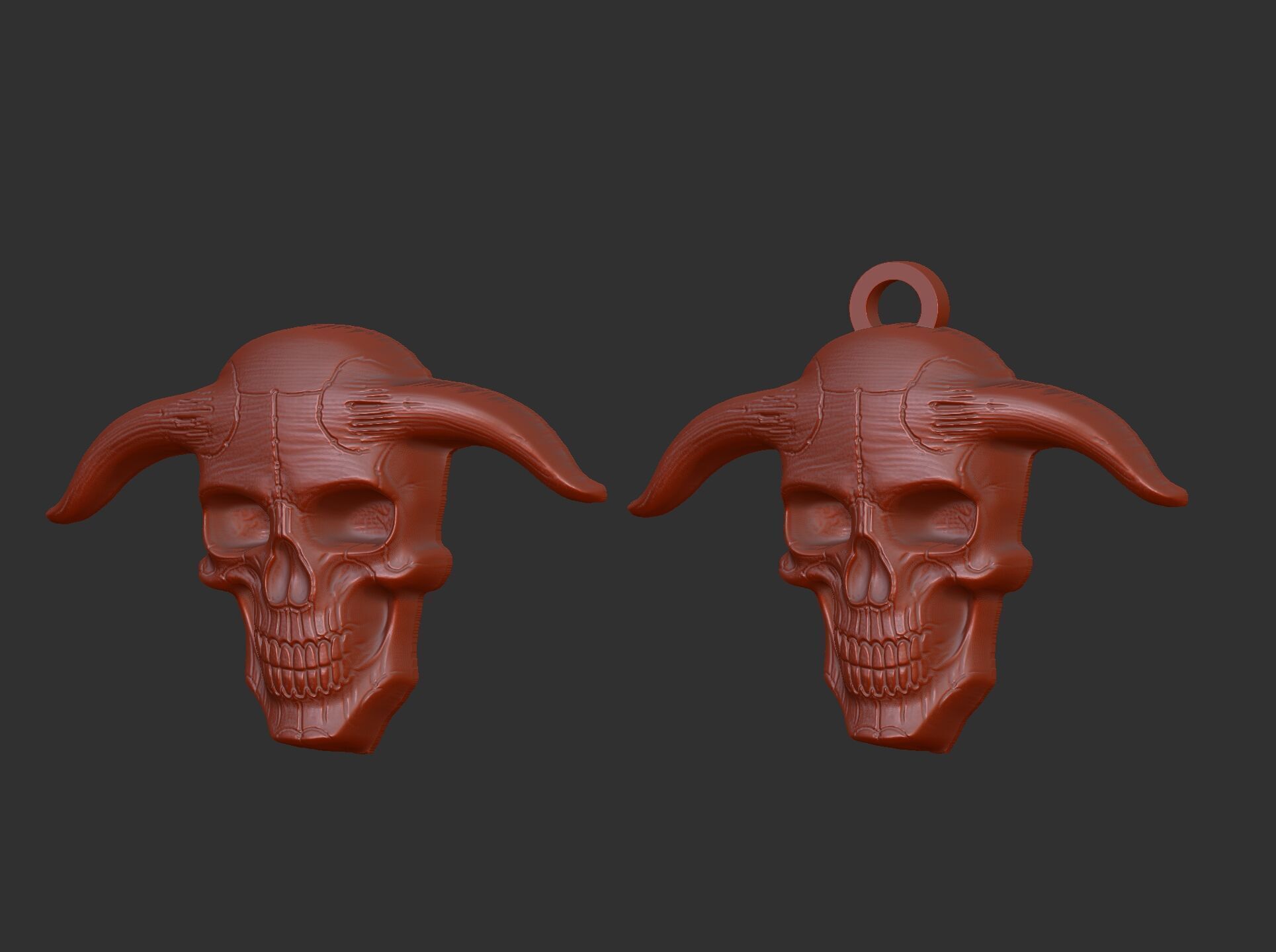 devil skull with horns pentant  3D print model_5