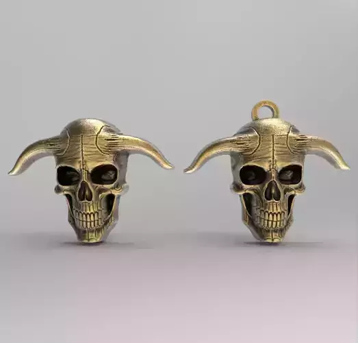 devil skull with horns pentant 