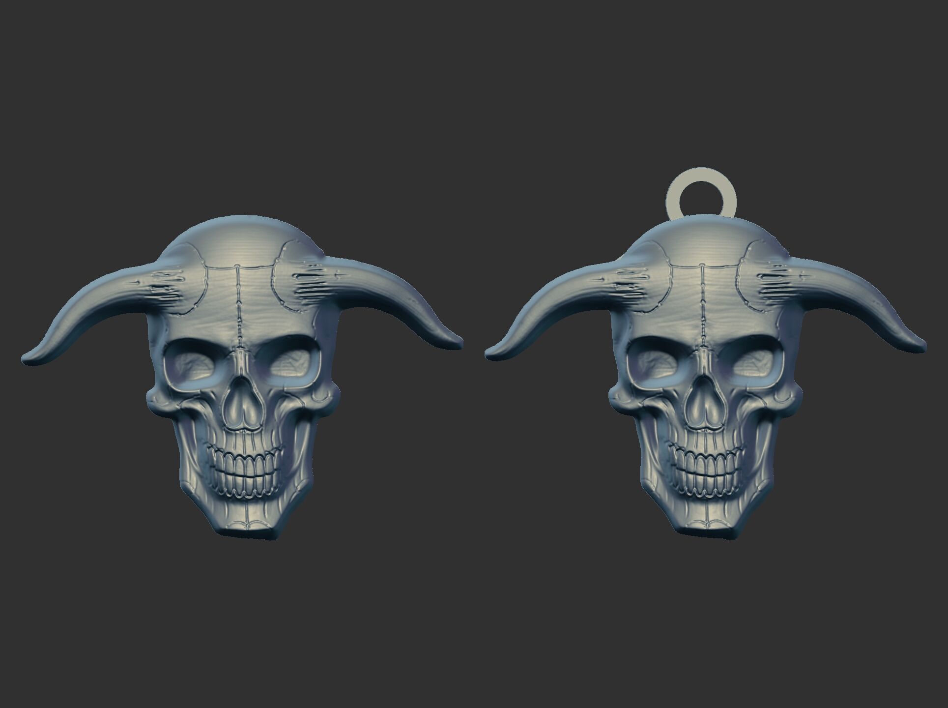 devil skull with horns pentant  3D print model_15